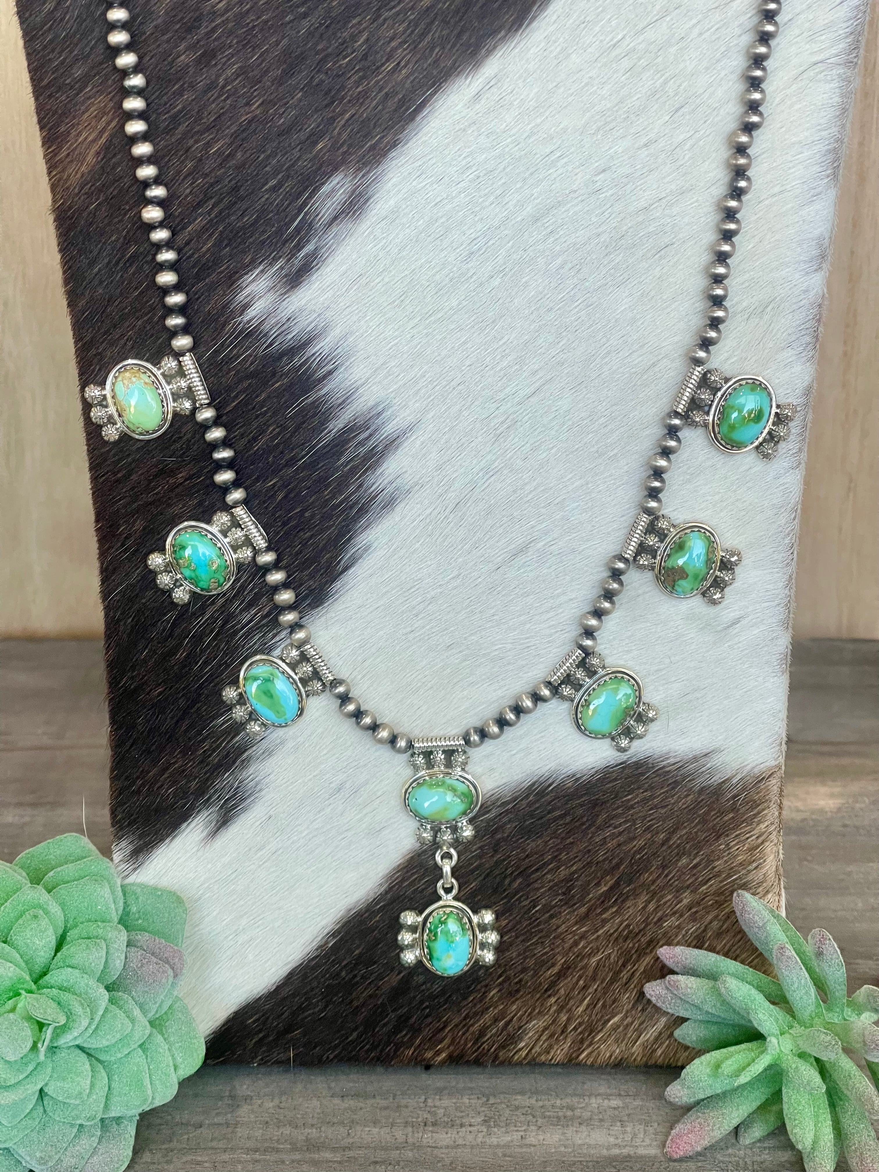 Southwest Handmade Sonoran Mountain Turquoise & Sterling Silver Necklace