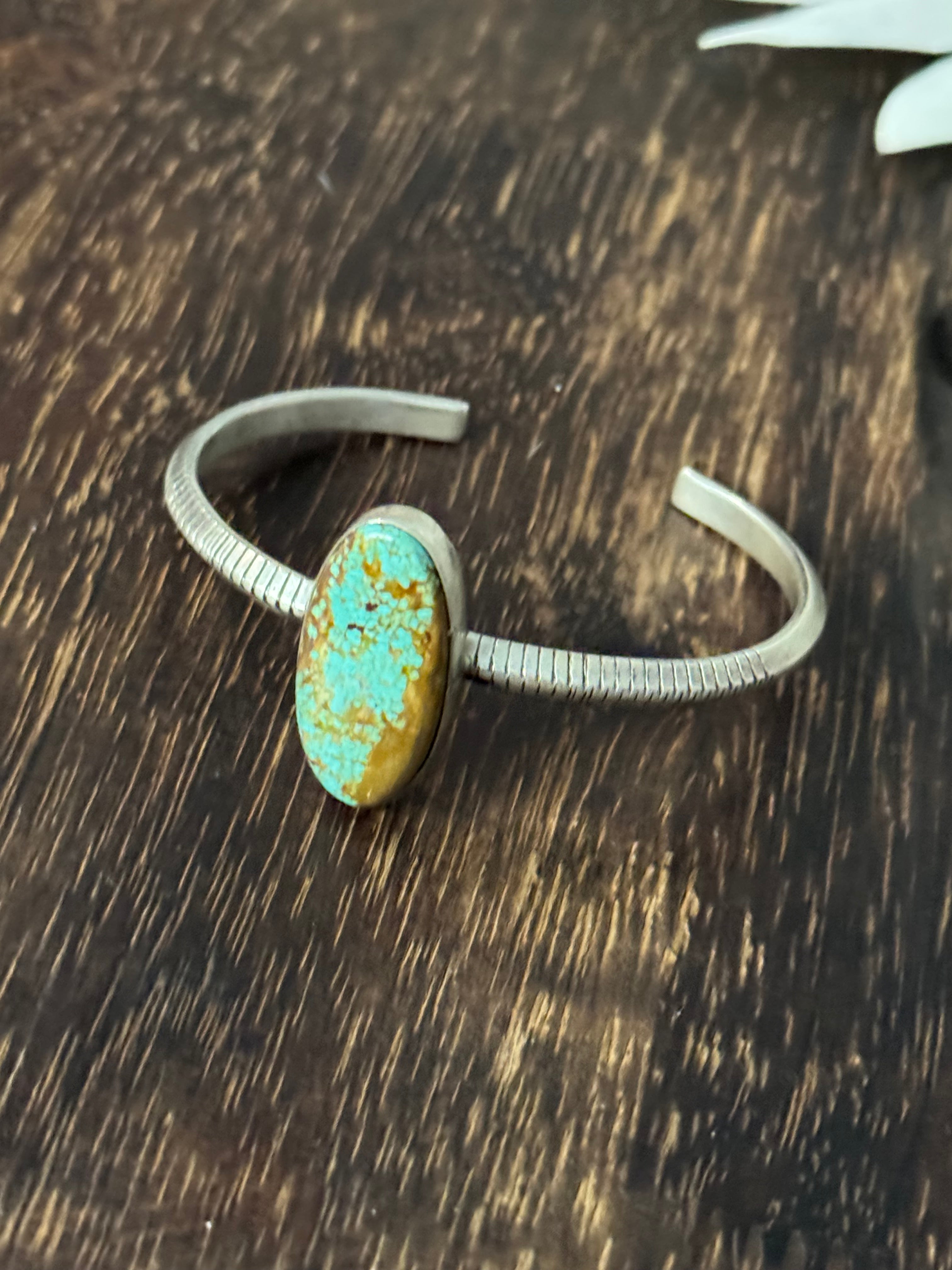 Navajo Made #8 Turquoise & Sterling Silver Cuff Bracelet