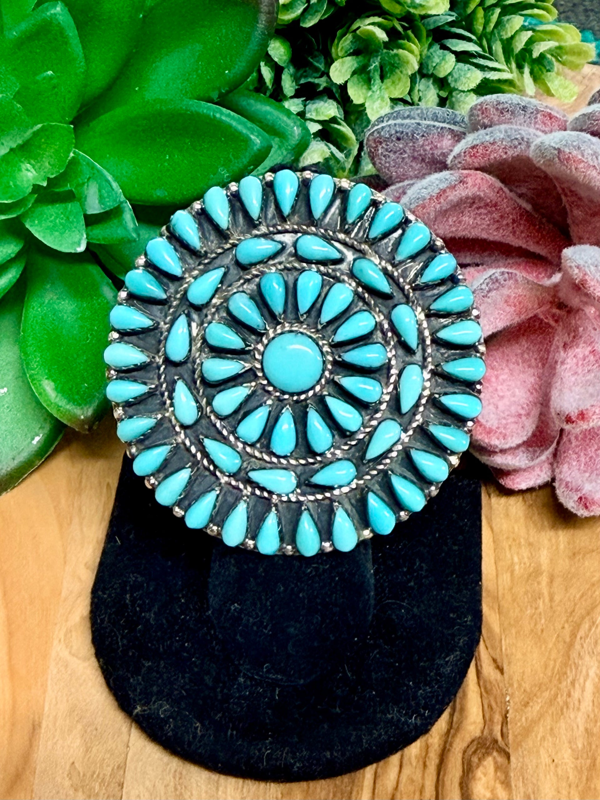 Southwest Handmade Turquoise & Sterling Silver Ring Size 6.5