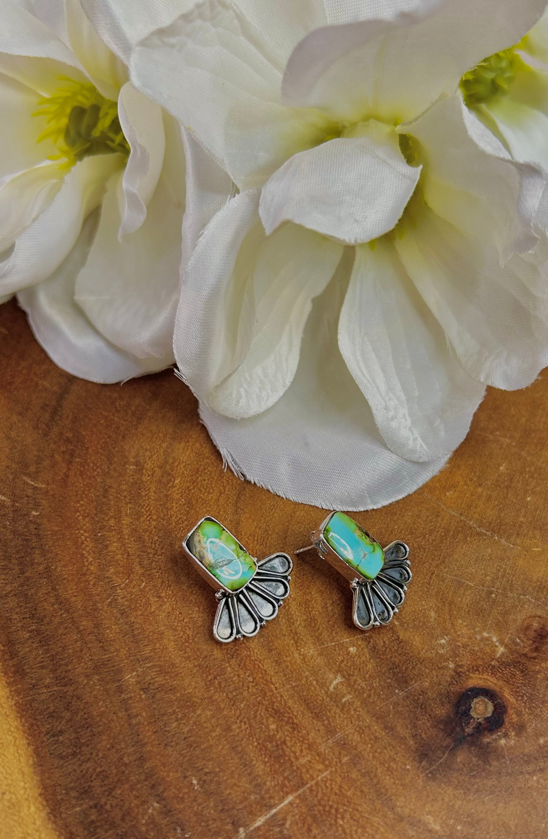 Southwest Made Sonoran Mountain Turquoise & Sterling Silver Post Earrings