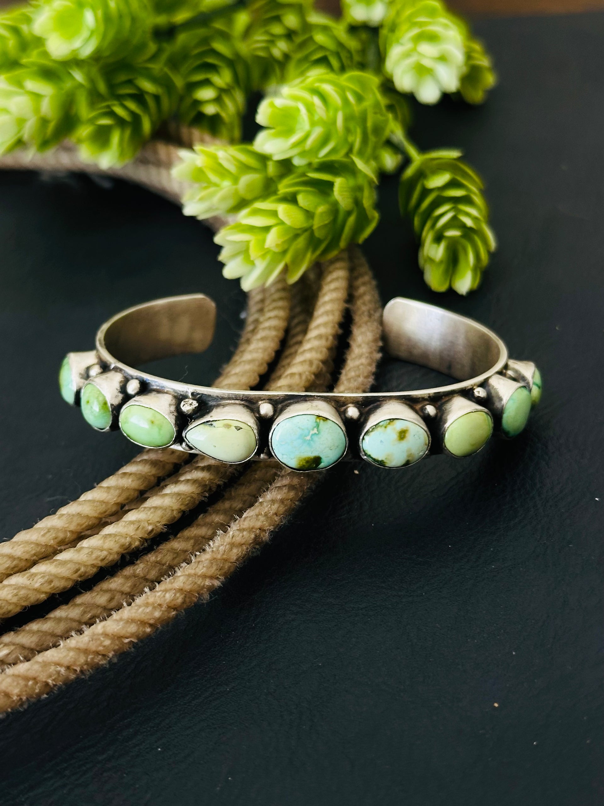 Bobby Johnson Sonoran Gold Turquoise & Sterling Silver Cuff Bracelet