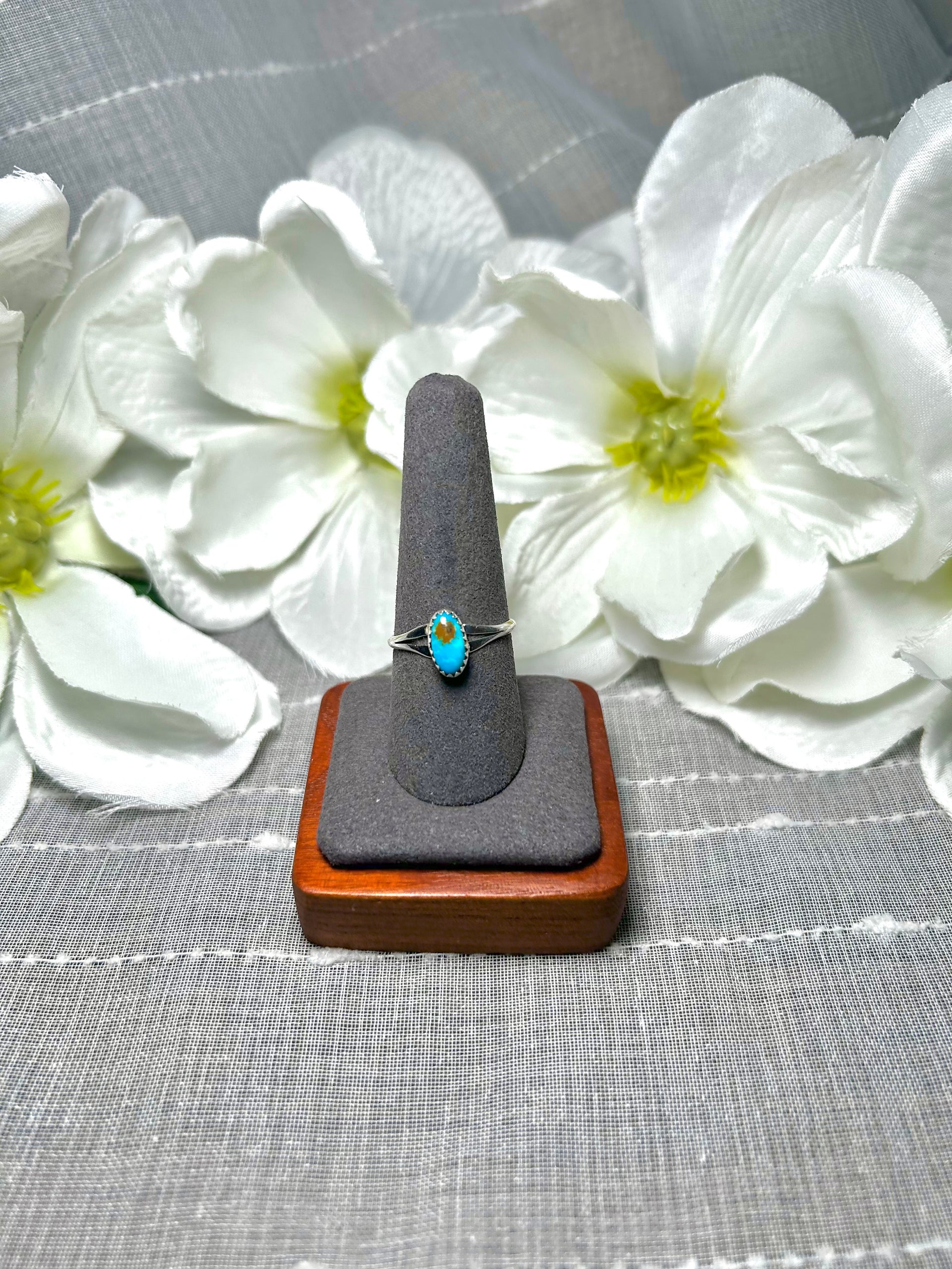 Navajo Made Kingman Turquoise & Sterling Silver Ring Size 9.25