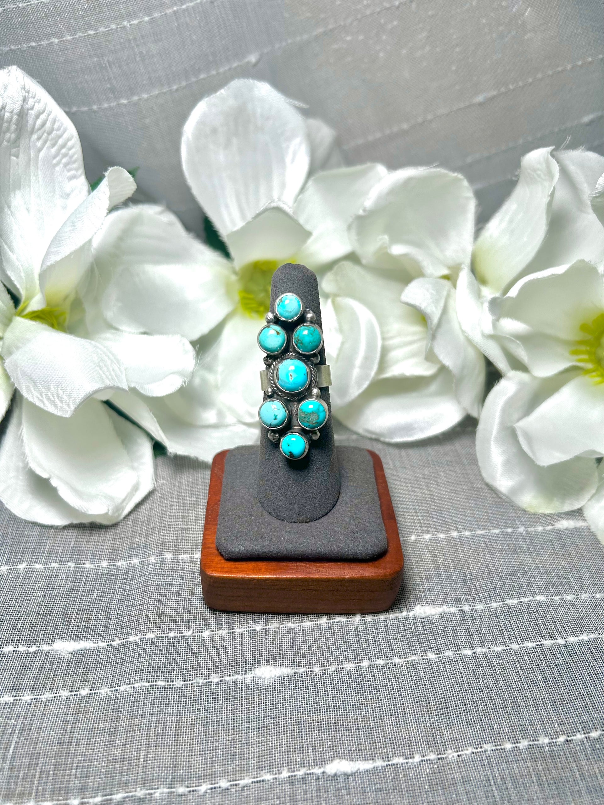 Lonise Jim Mixed Turquoise & Sterling Silver Ring Size 6.75