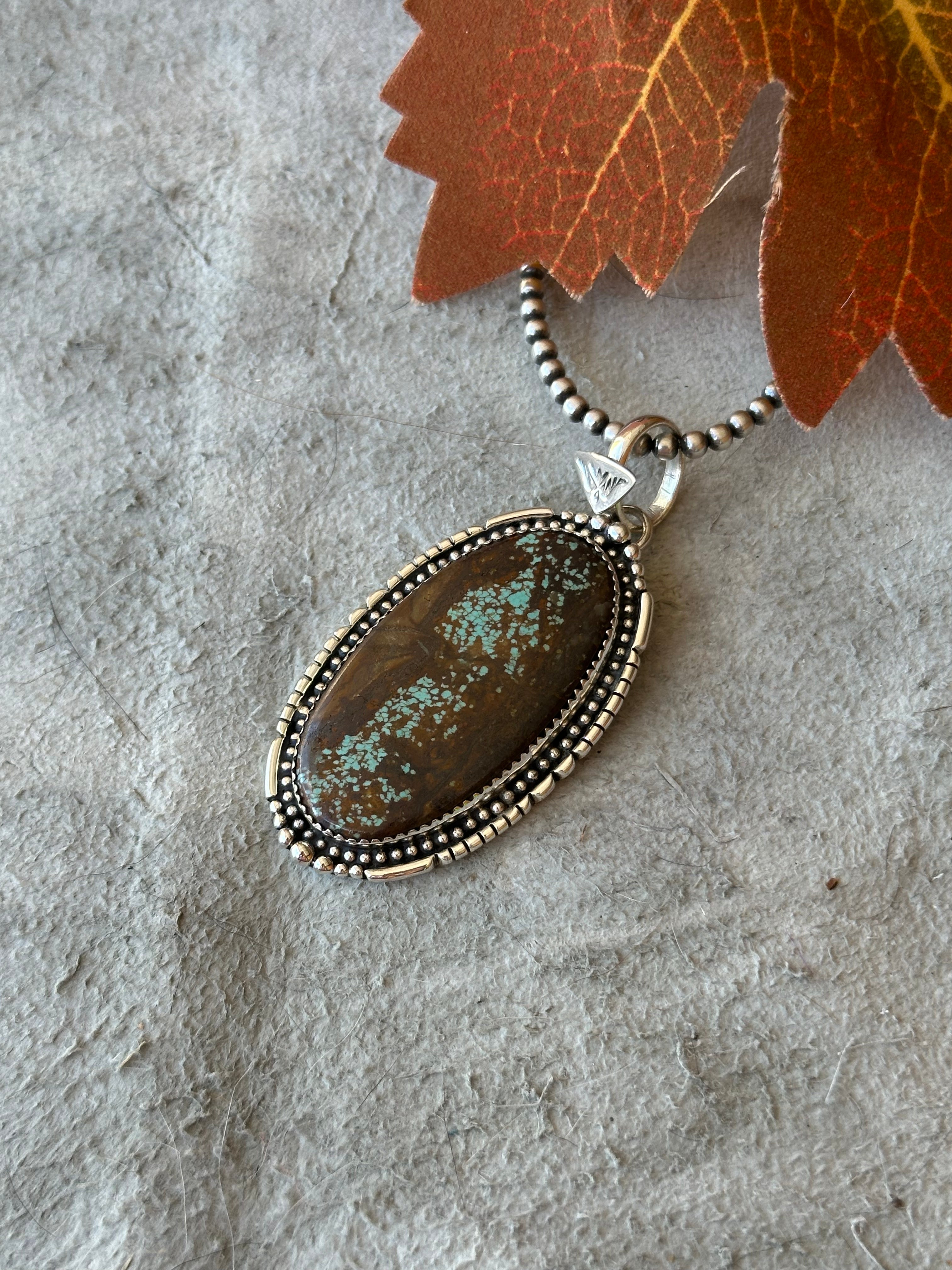 Southwest Handmade #8 Turquoise & Sterling Silver Pendant