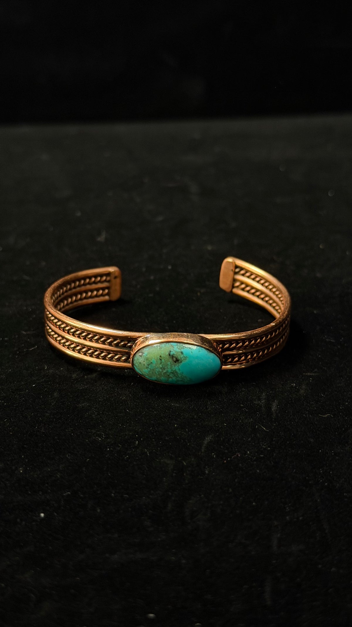 Navajo Made Kingman Turquoise & Copper Cuff Bracelet
