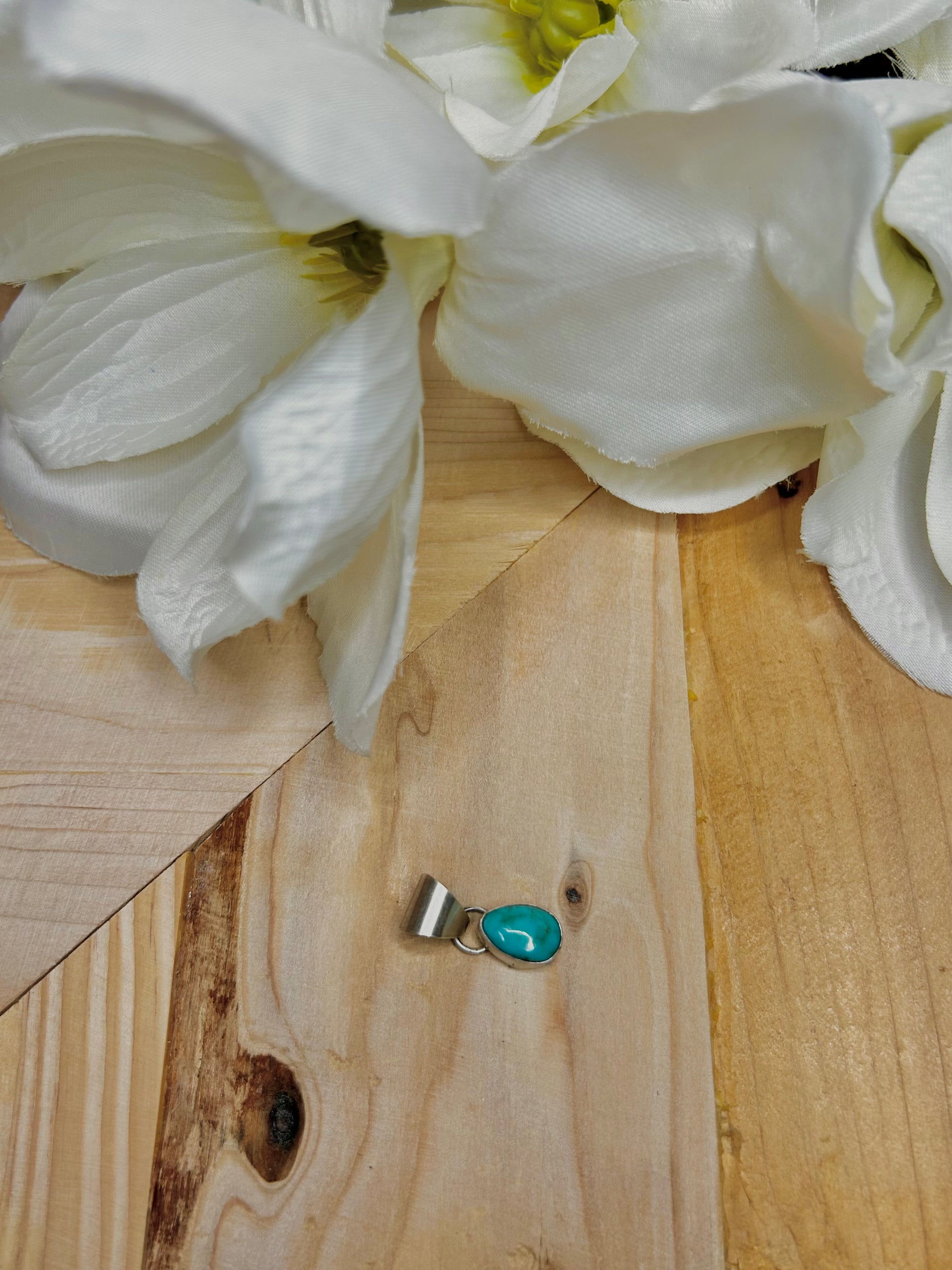 Navajo Made Kingman Turquoise & Sterling Silver Pendant