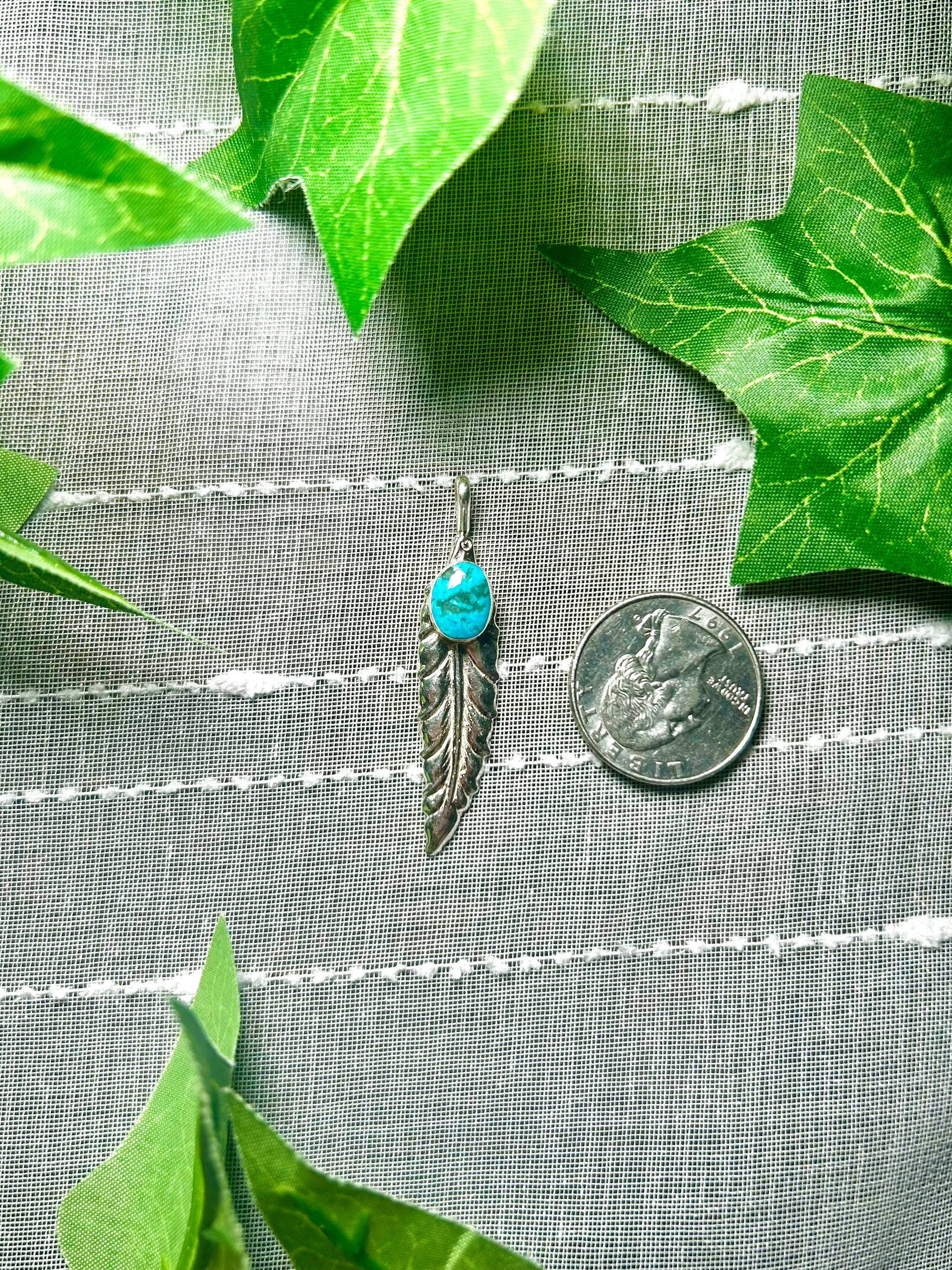 Navajo Made Kingman Turquoise & Sterling Silver Pendant