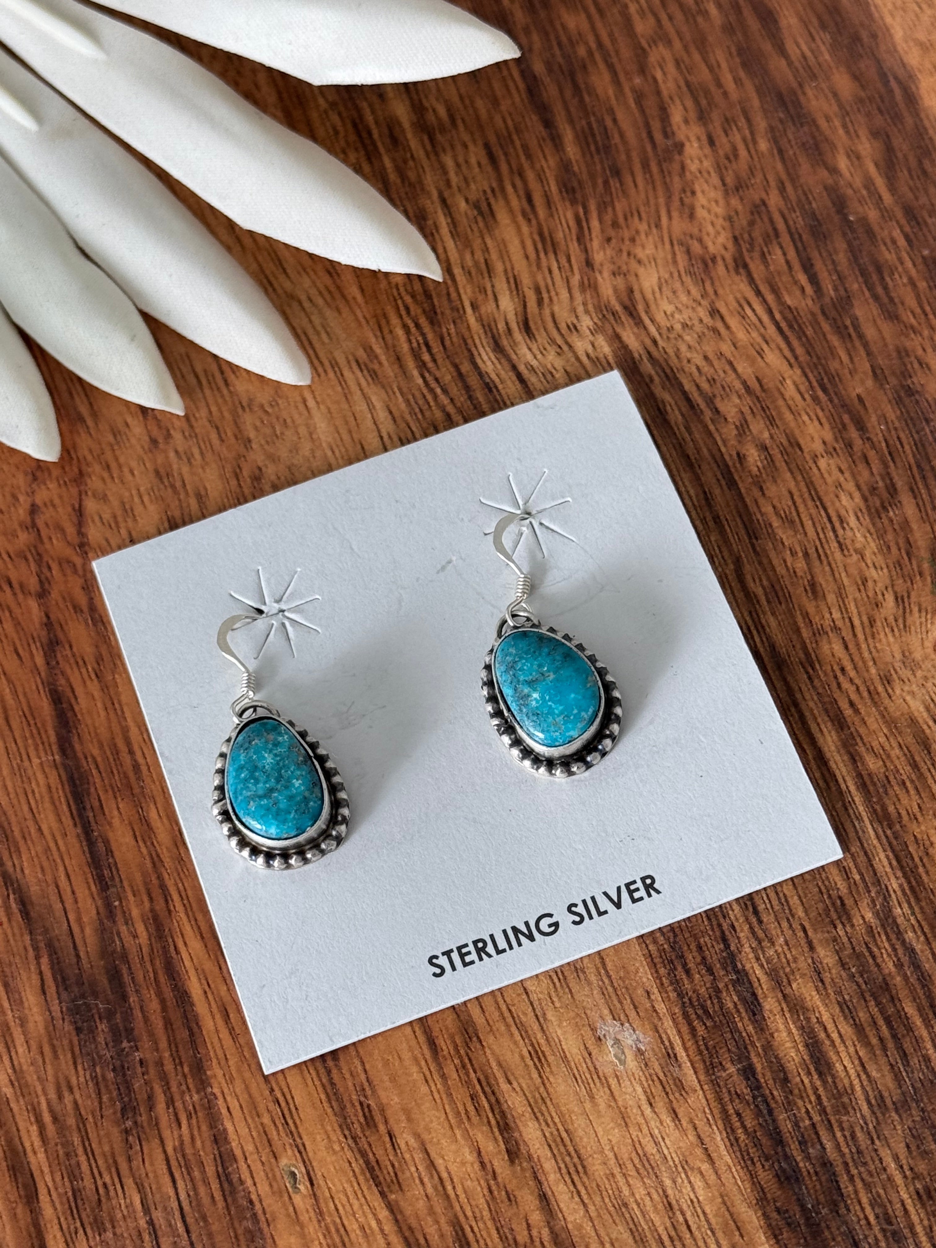 Marie Tsosie Blue Ridge Turquoise & Sterling Silver Dangle Earrings