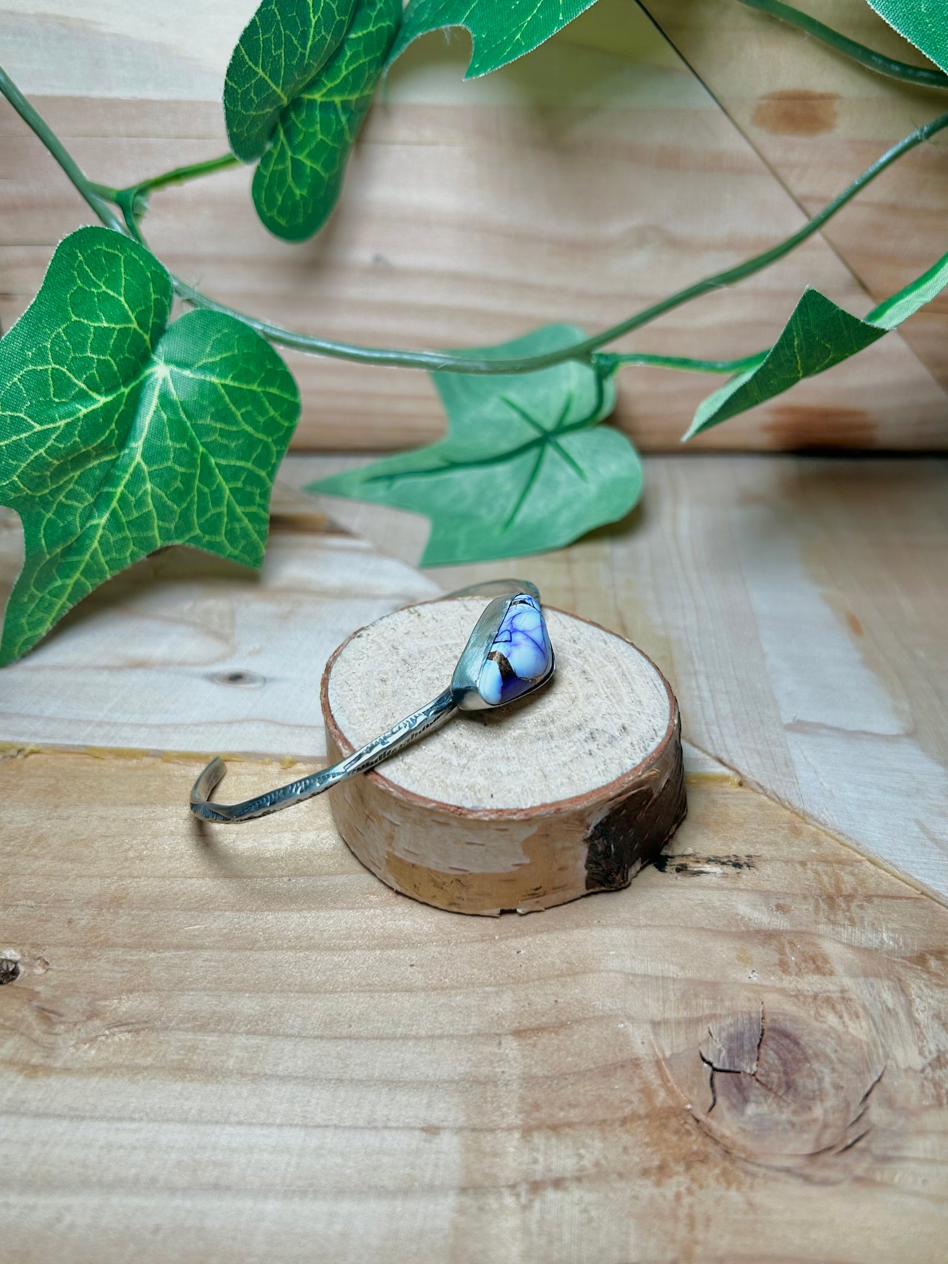 Navajo Made Purple Mohave Turquoise & Sterling Silver Cuff Bracelet