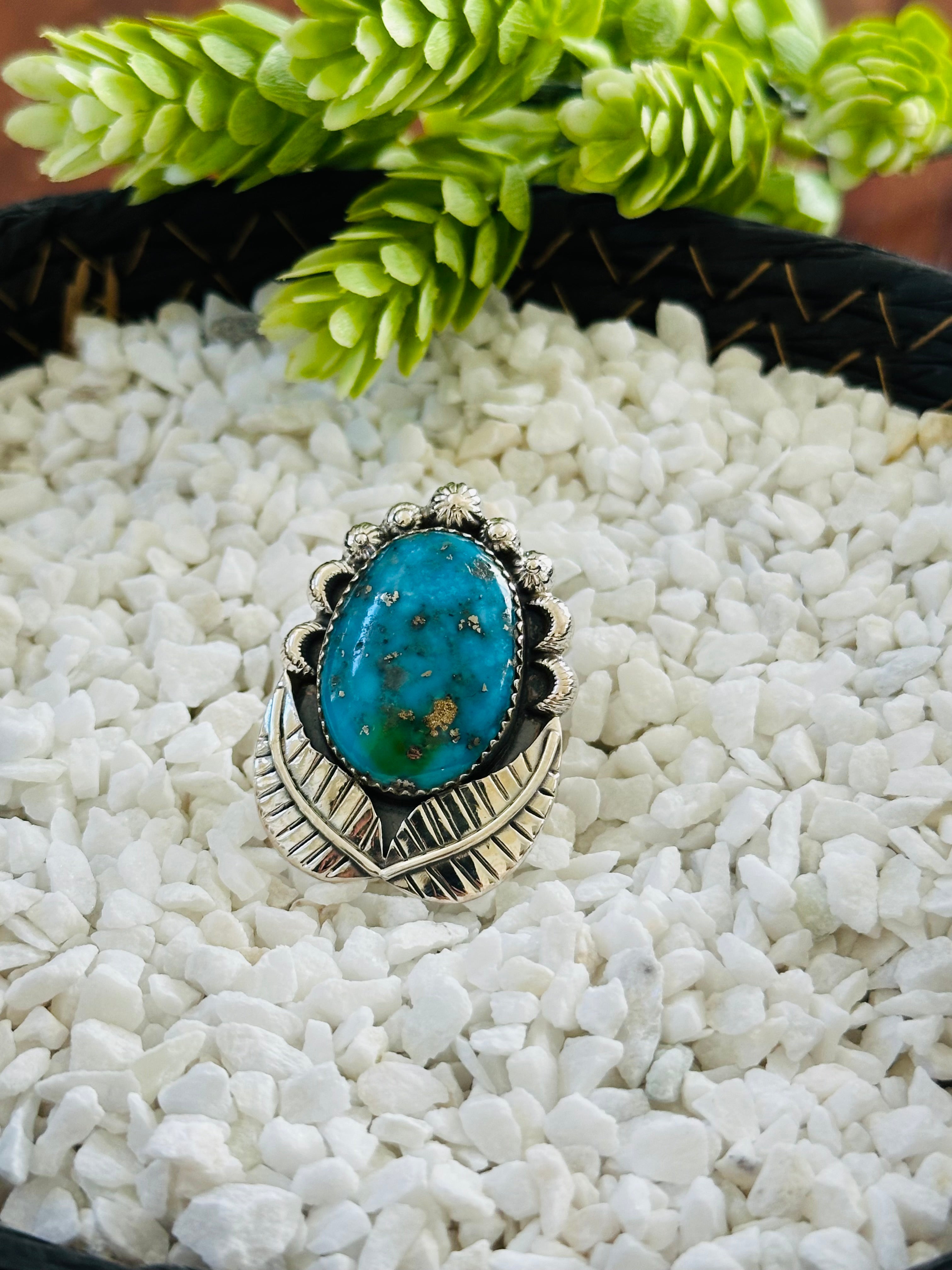 TTD “Retro” Kingman Turquoise & Sterling Silver Adjustable Ring