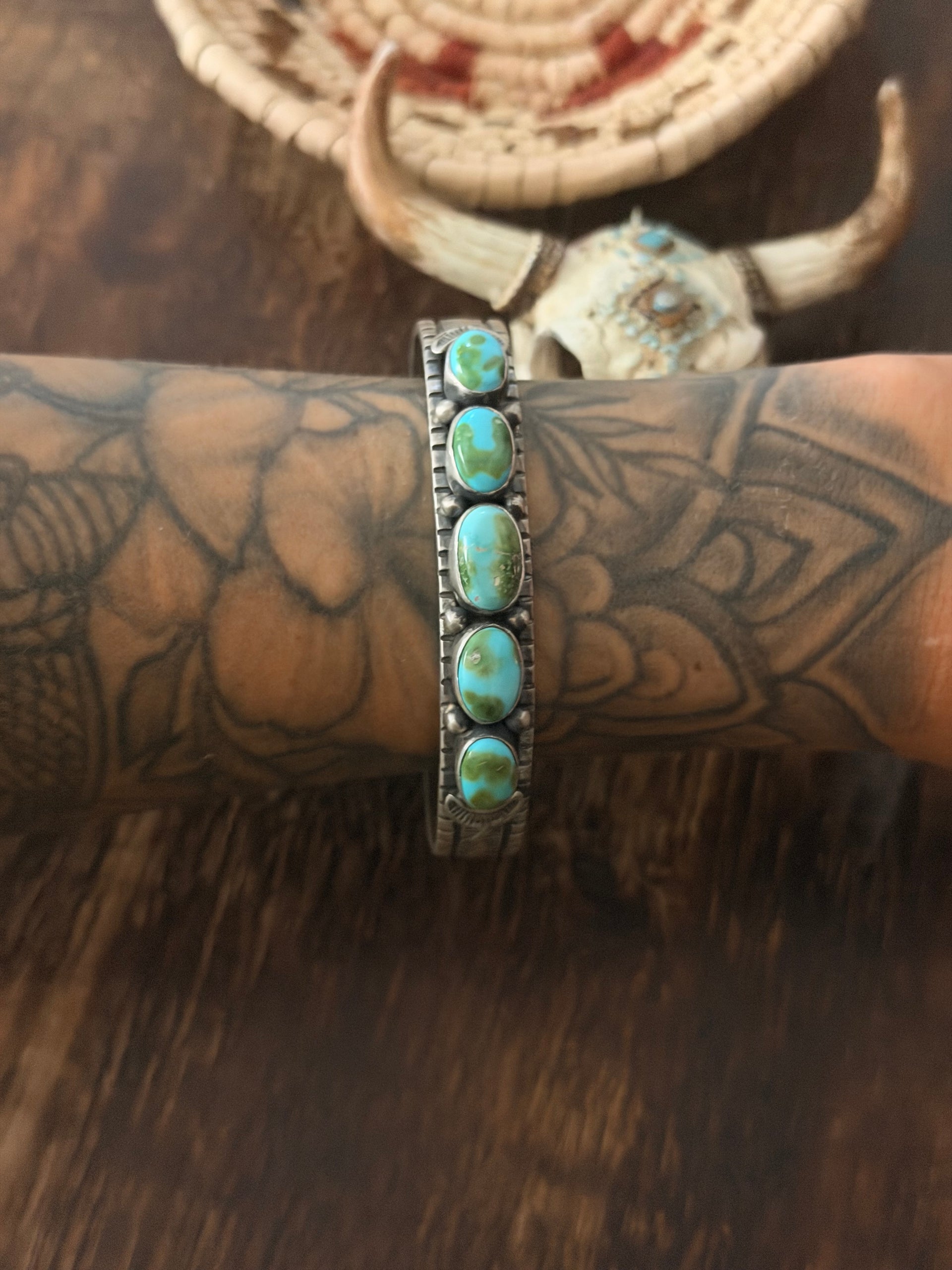 Francis Yazzie Sonoran Mountain Turquoise and Sterling Silver Cuff Bracelet
