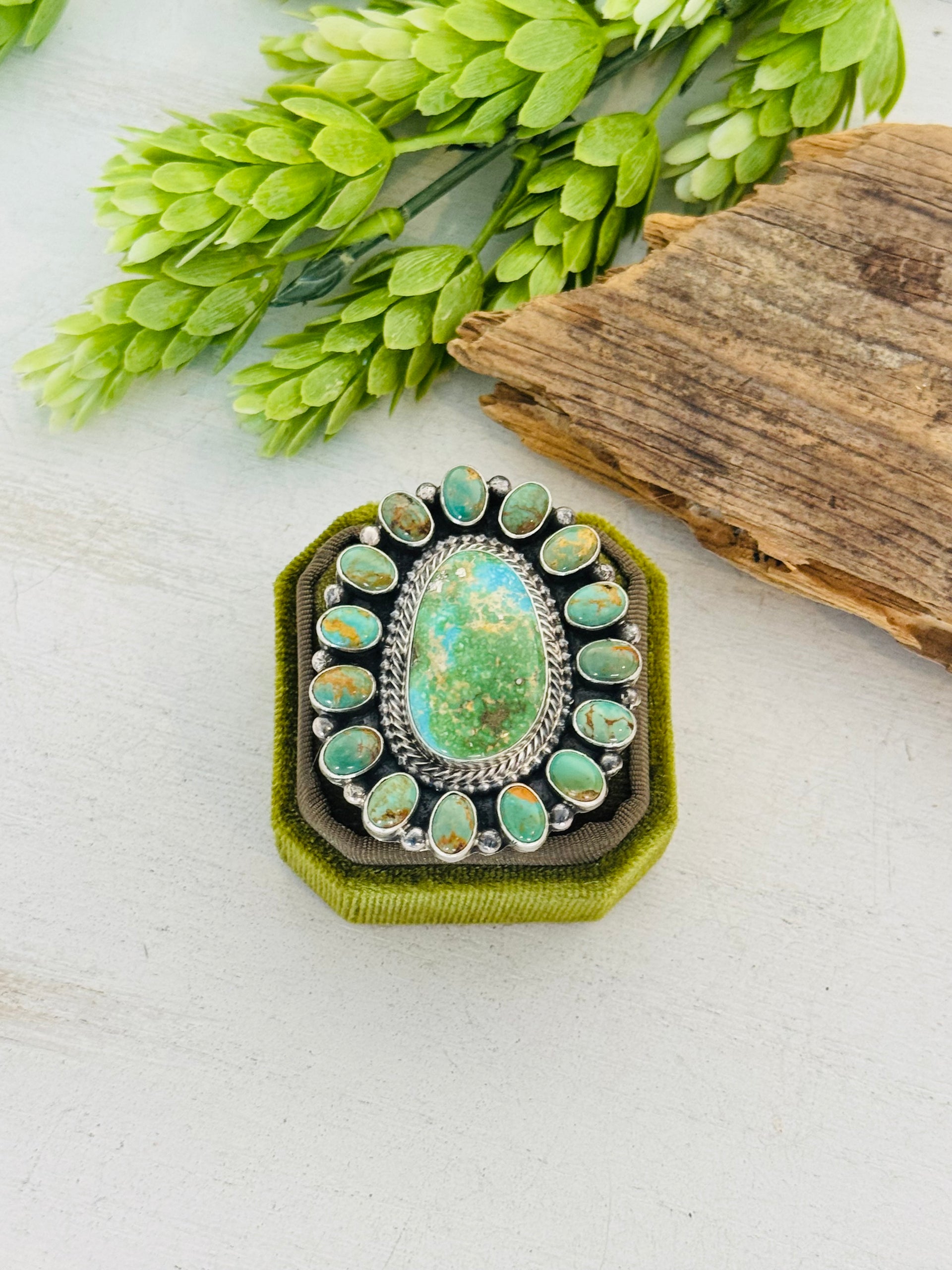 Tom Lewis Multi Turquoise & Sterling Silver Cluster Adjustable Ring