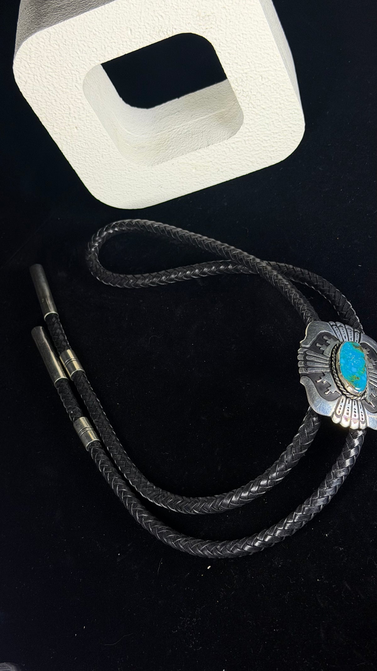 T & R Singer Kingman Turquoise  & Sterling Silver Bolo Tie