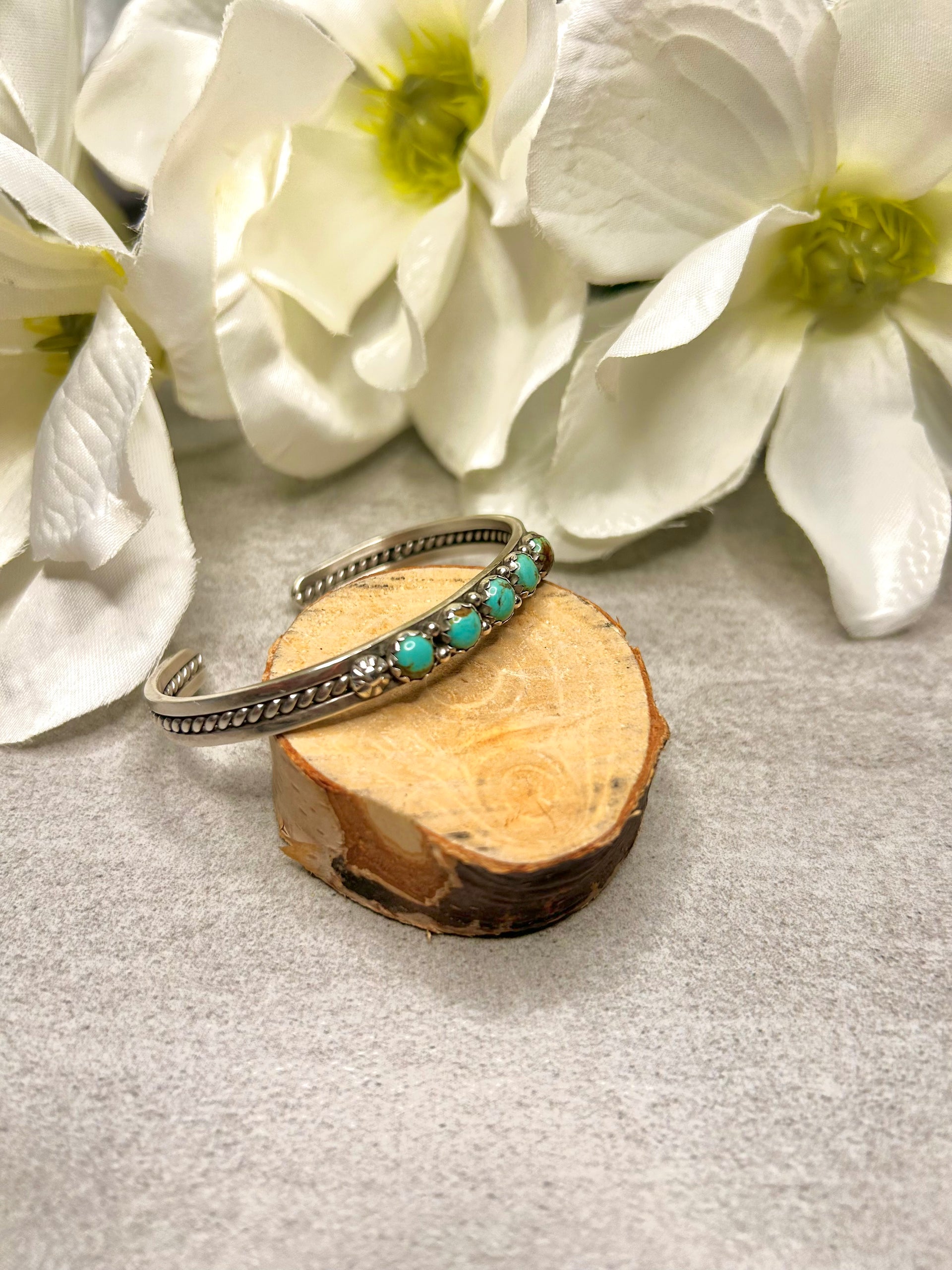 Navajo Made Kingman Turquoise & Sterling Silver Cuff Bracelet