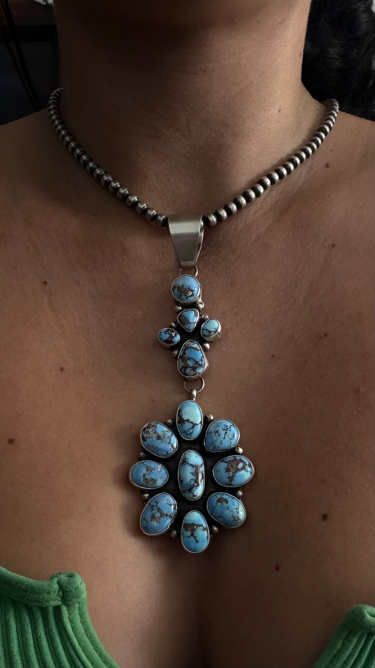Ella Peters Golden Hills Turquoise & Sterling Silver Cluster Pendant