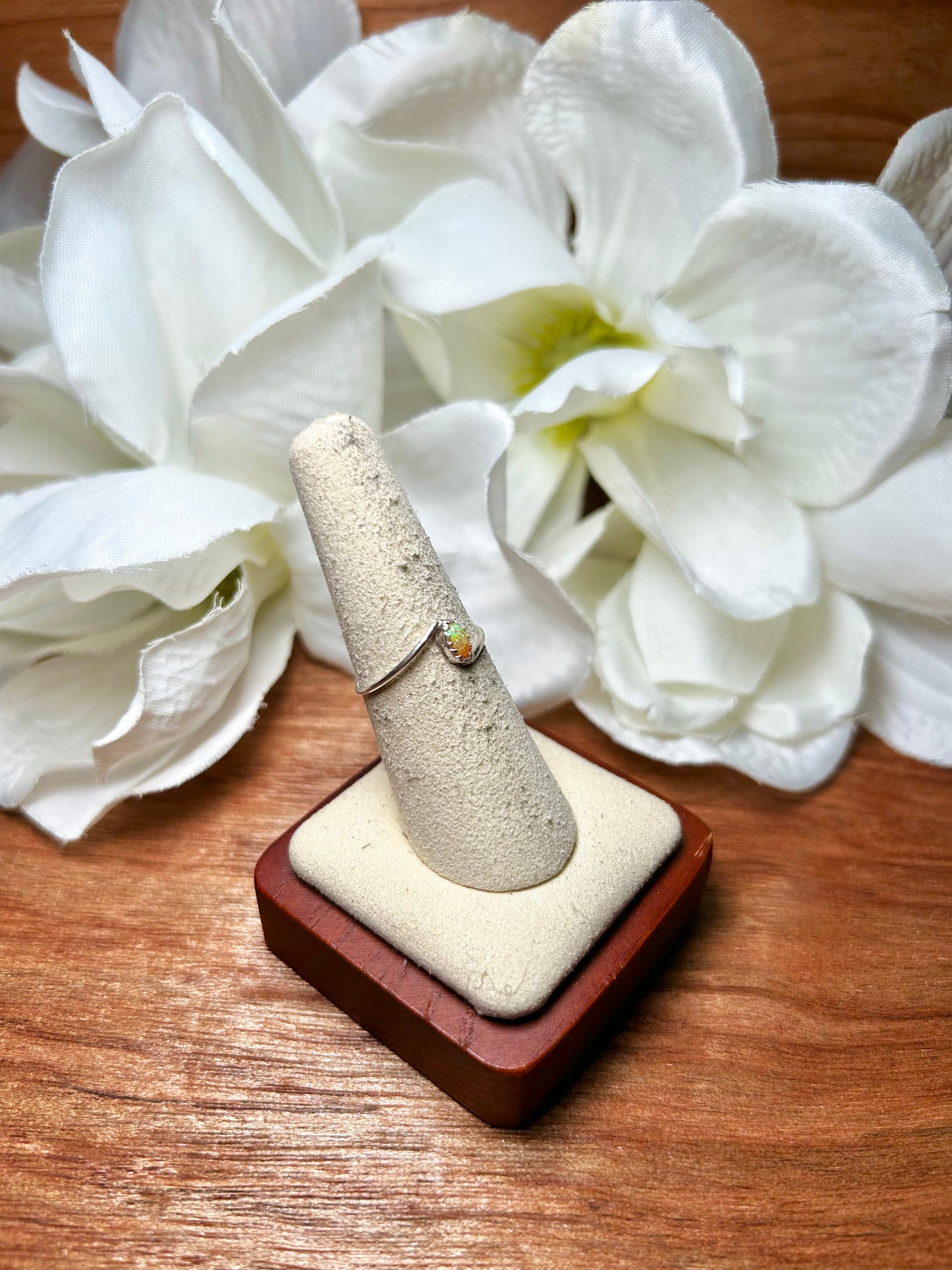 Navajo Made Opal & Sterling Silver Cluster Ring