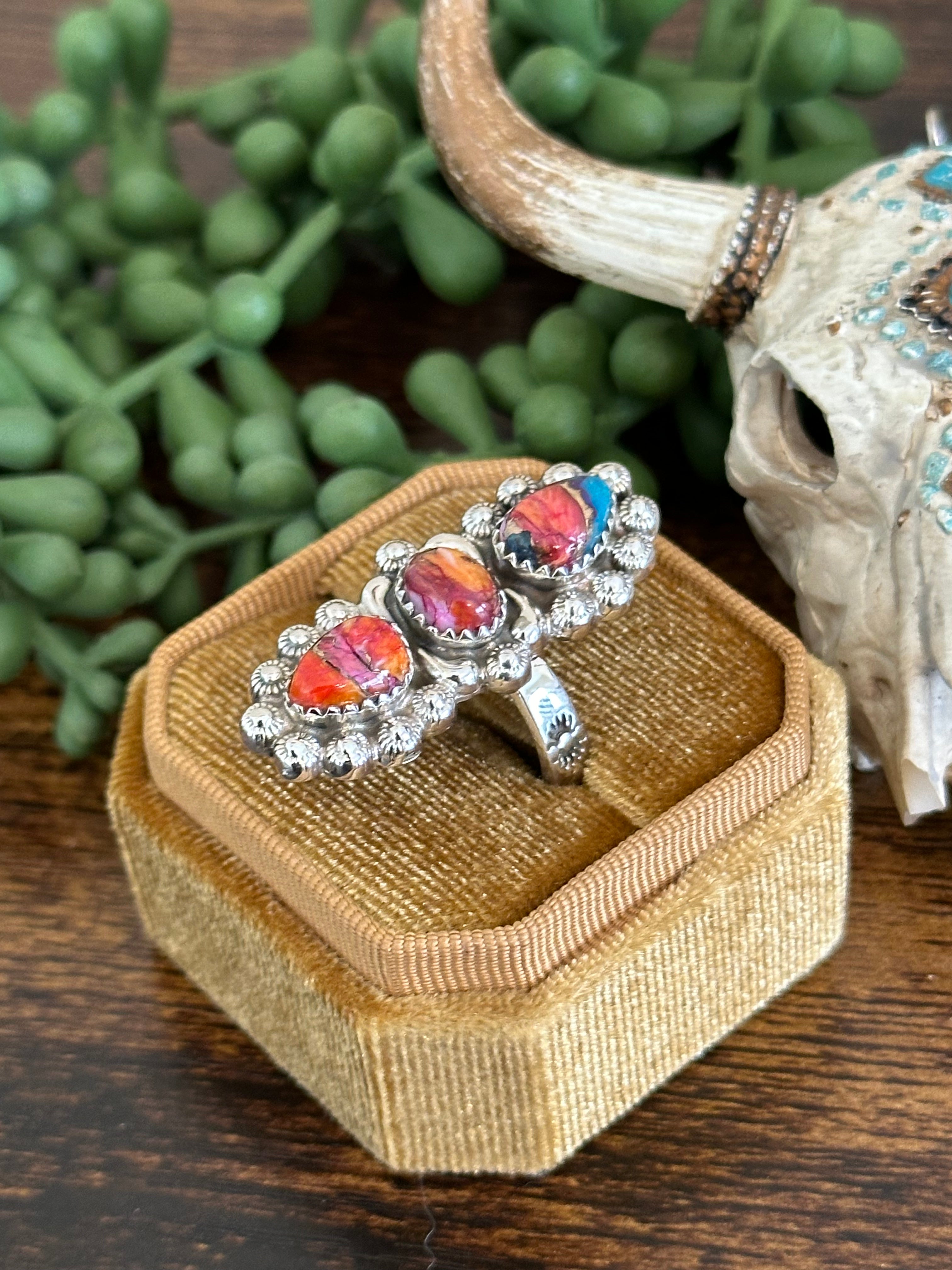 Southwest Handmade Mohave Turquoise & Sterling Silver Adjustable Ring