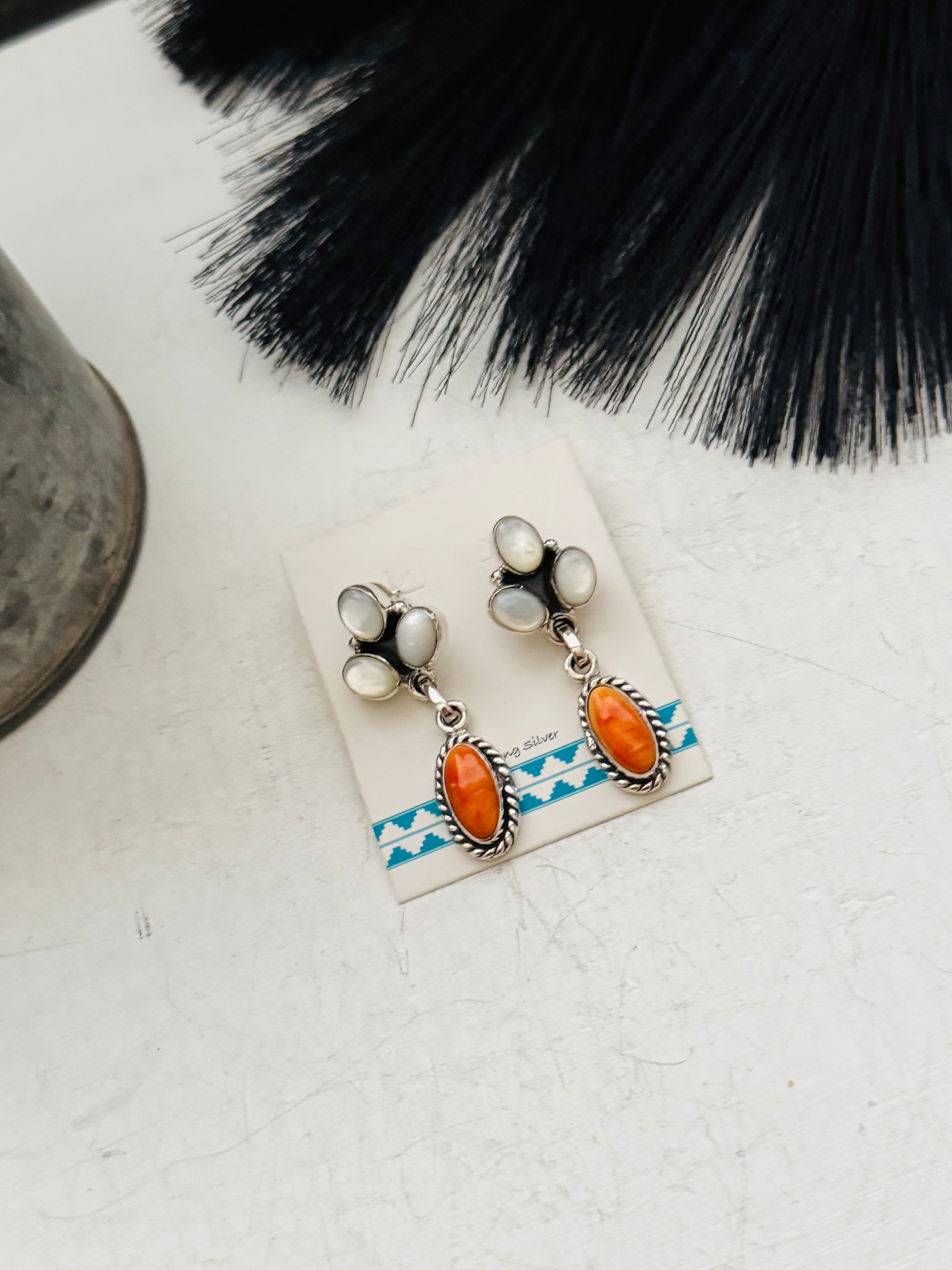 Southwest Handmade Multi Stone & Sterling Silver Post Earrings