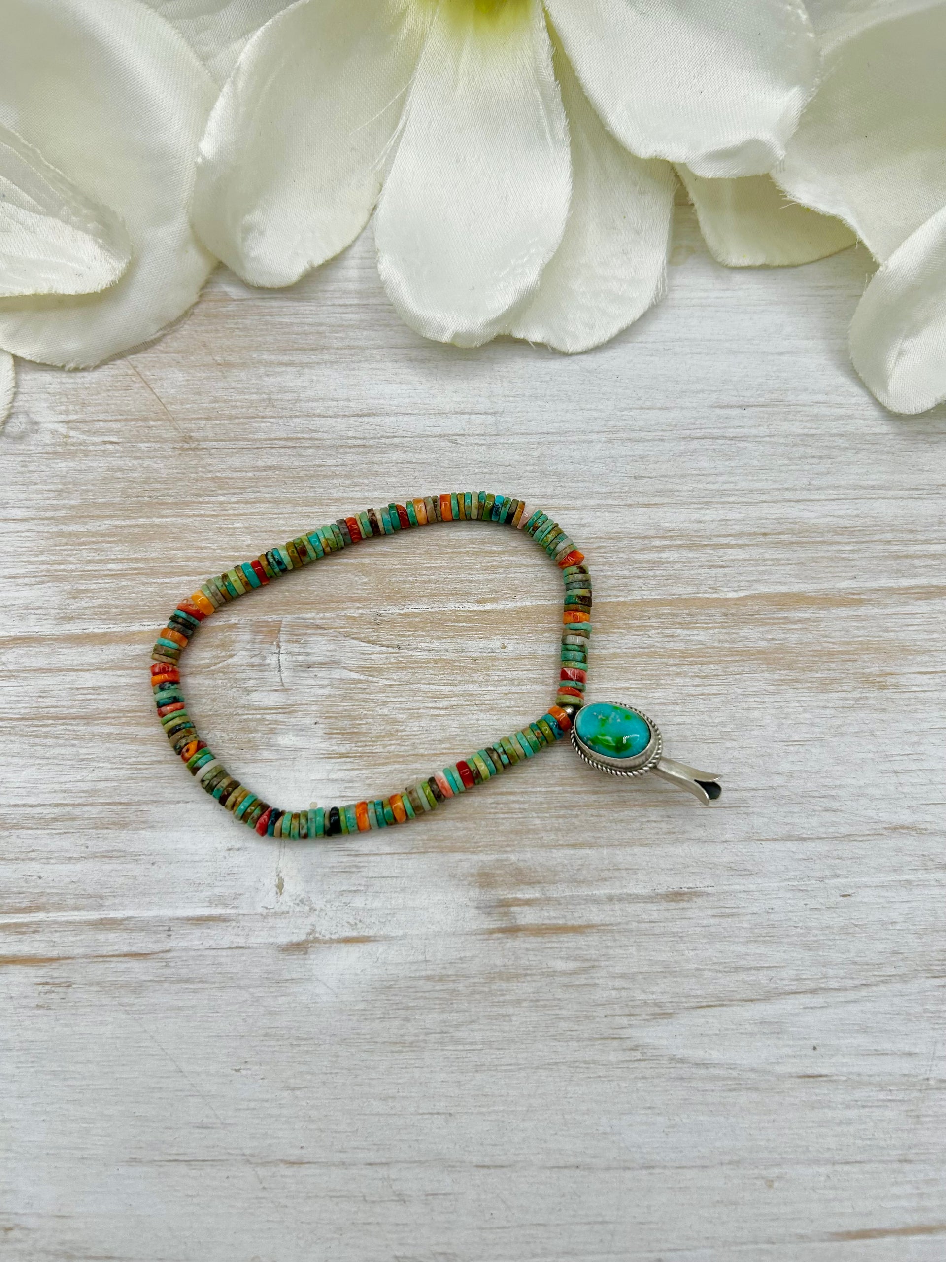 George Rios Multi Stone & Sterling Silver Stretchy Bracelet