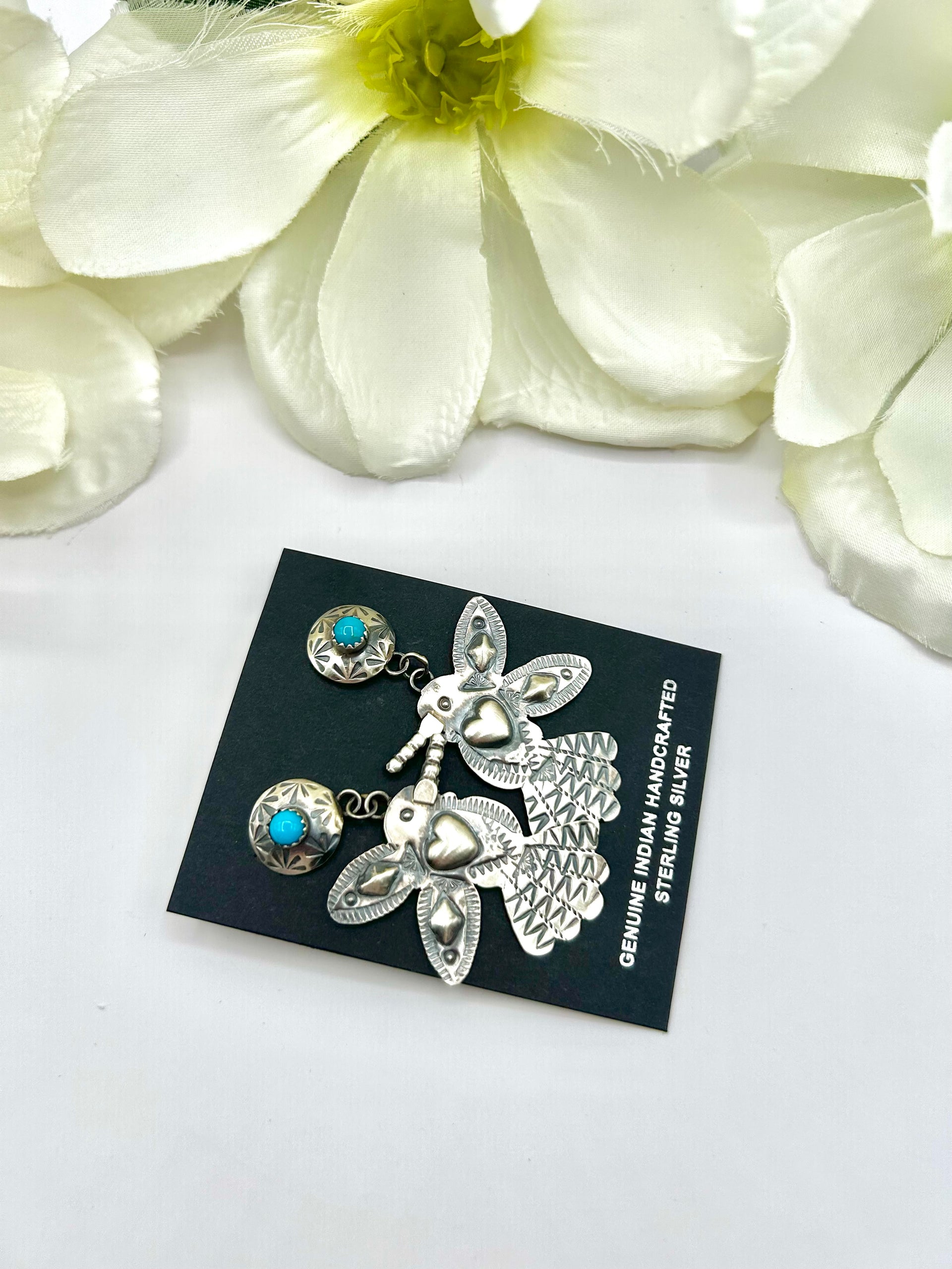 Tim Yazzie Kingman Turquoise & Sterling Silver Post  Earrings