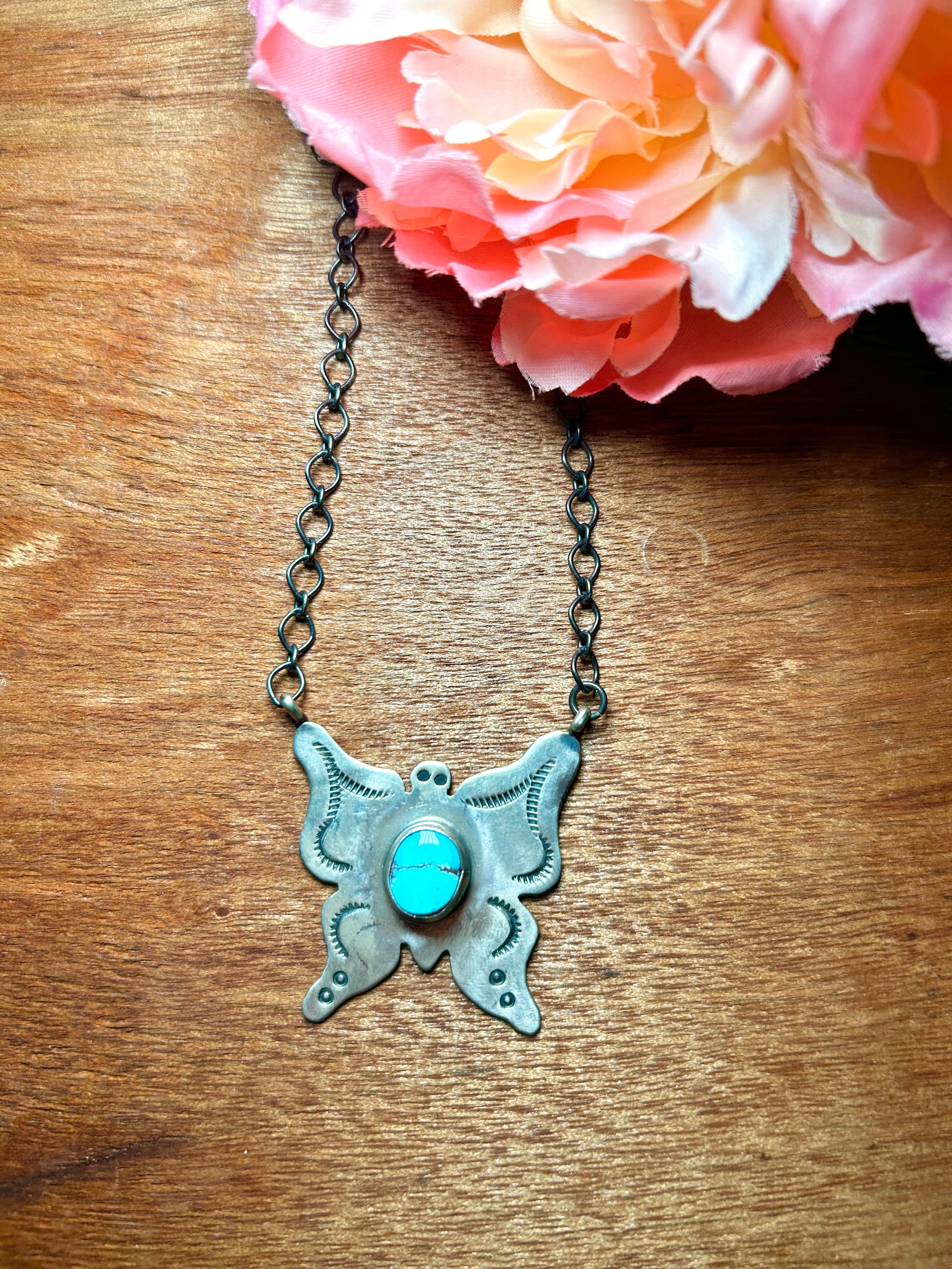 Navajo Made Golden Hill Turquoise & Sterling Sliver Necklace