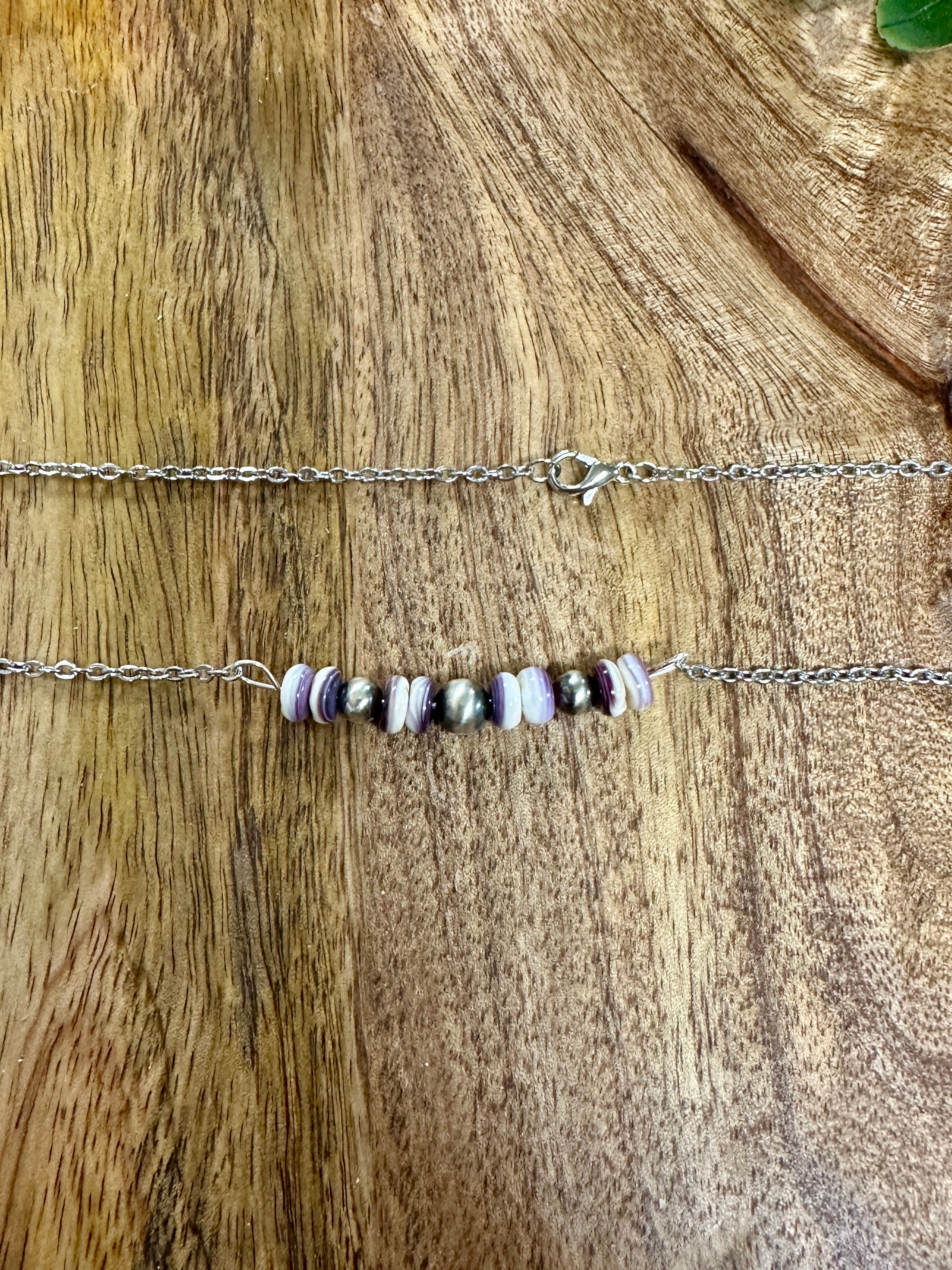 Handmade Purple Spiny Oyster & Sterling Silver Pearl Necklace