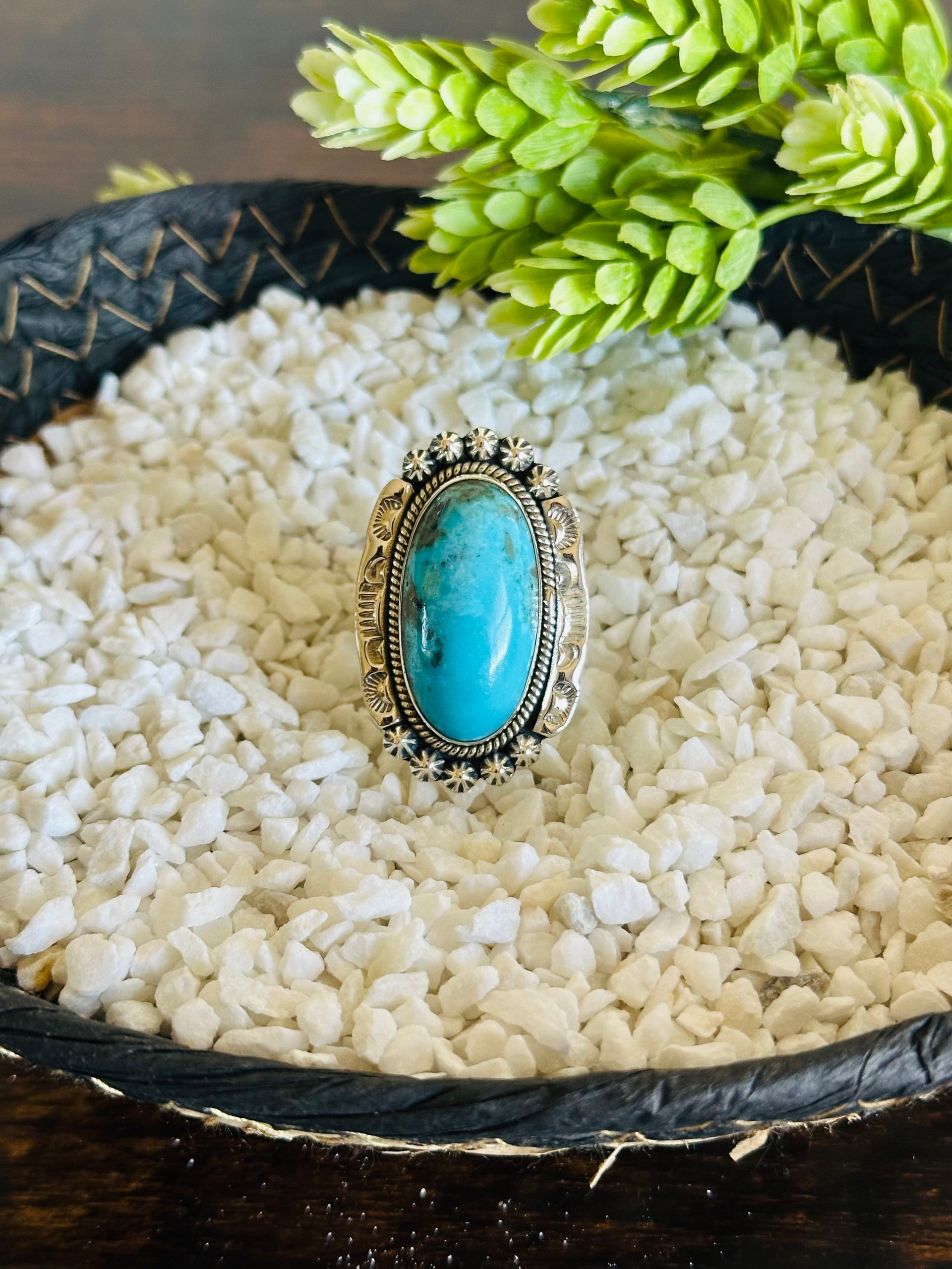 TTD Blue Ridge Turquoise & Sterling Silver Adjustable Ring