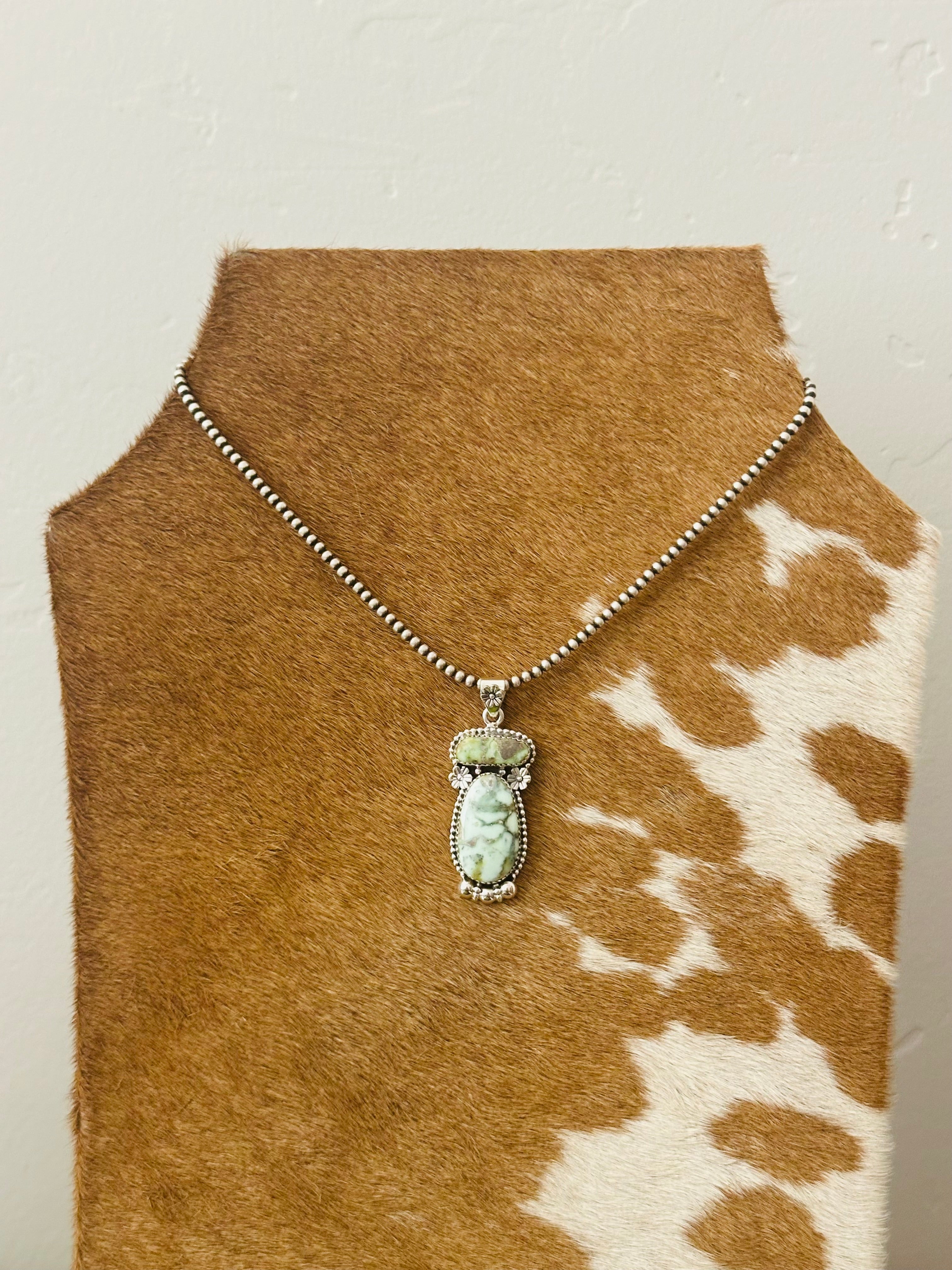 Southwest Palomino Variscite & Sterling Silver Pendant