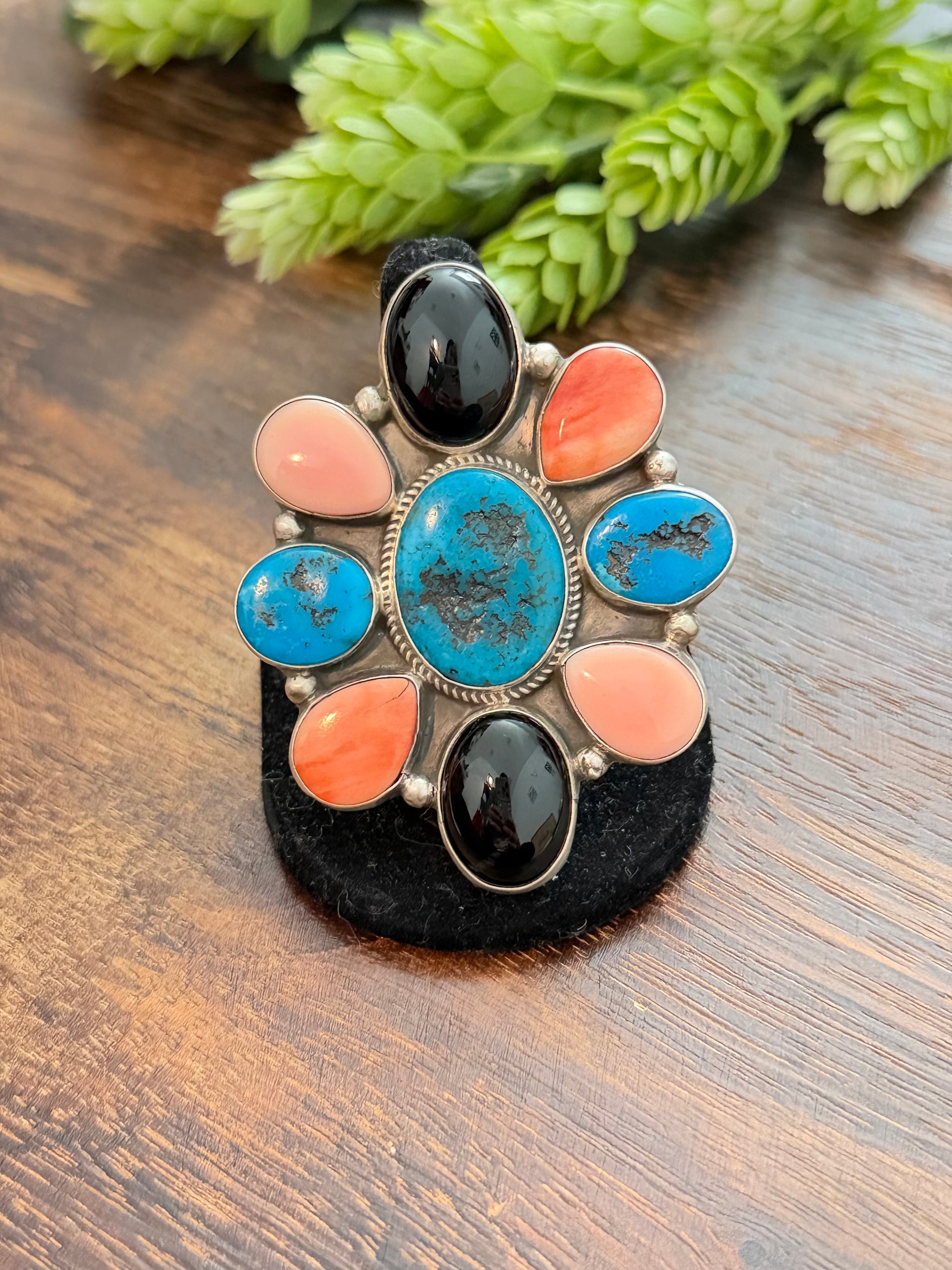 Geraldine James Multi Stone & Sterling Silver Cluster Adjustable Ring