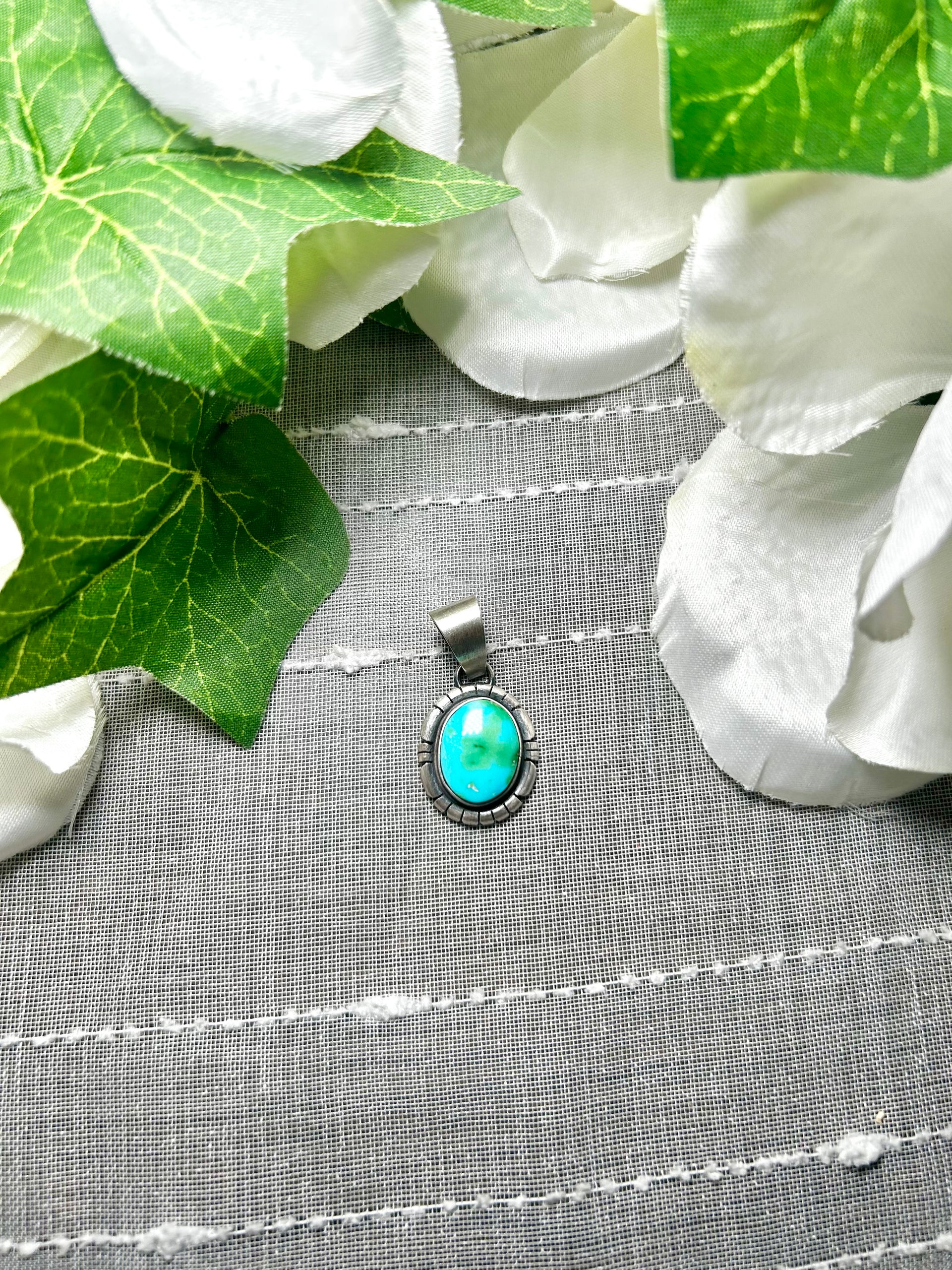 Navajo Made Sonoran Mountain & Sterling Silver Pendant