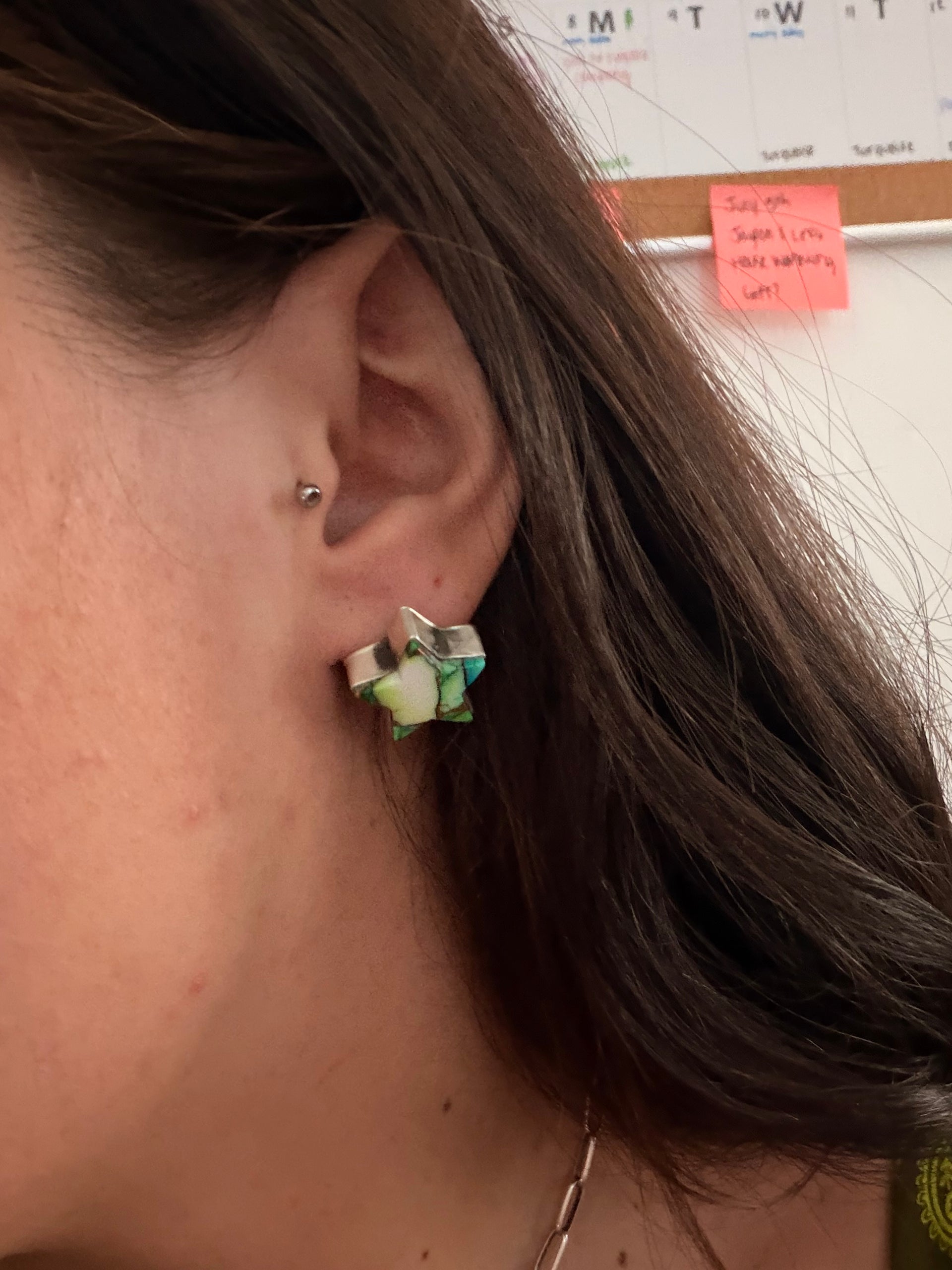 Larson Chee Peacock Dalia Composite & Sterling Silver Post Star Earrings