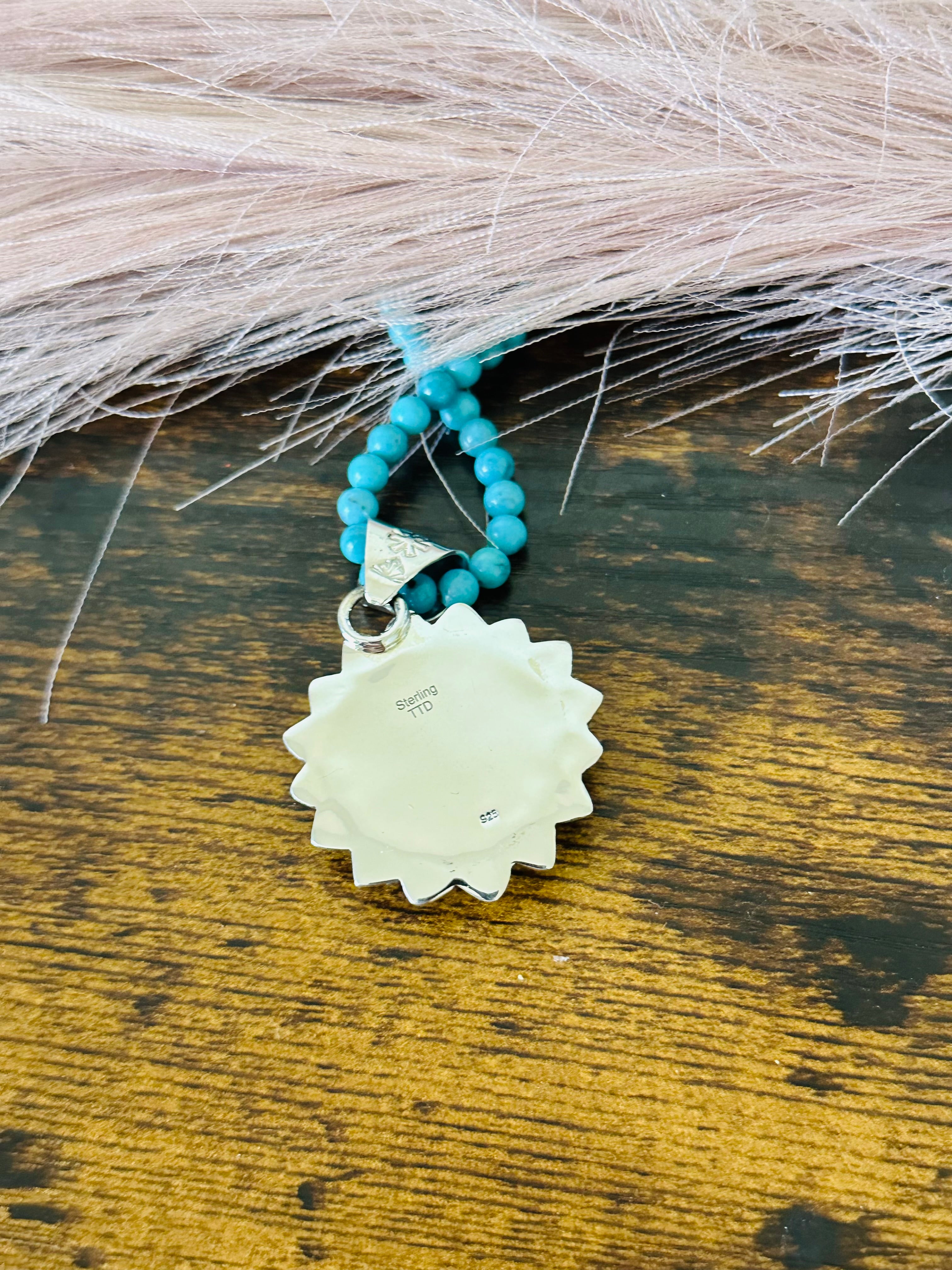 Southwest Handmade White Buffalo & Sterling Silver Pendant