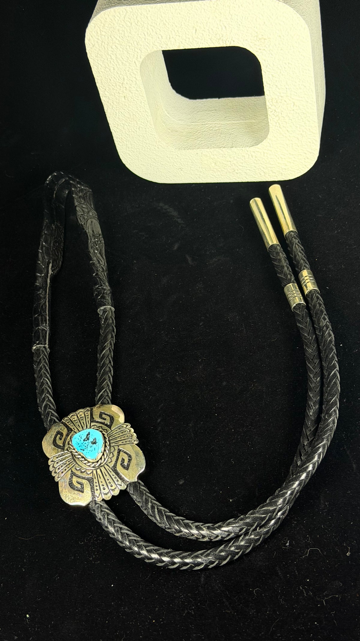 T & R Singer Kingman Turquoise  & Sterling Silver Bolo Tie