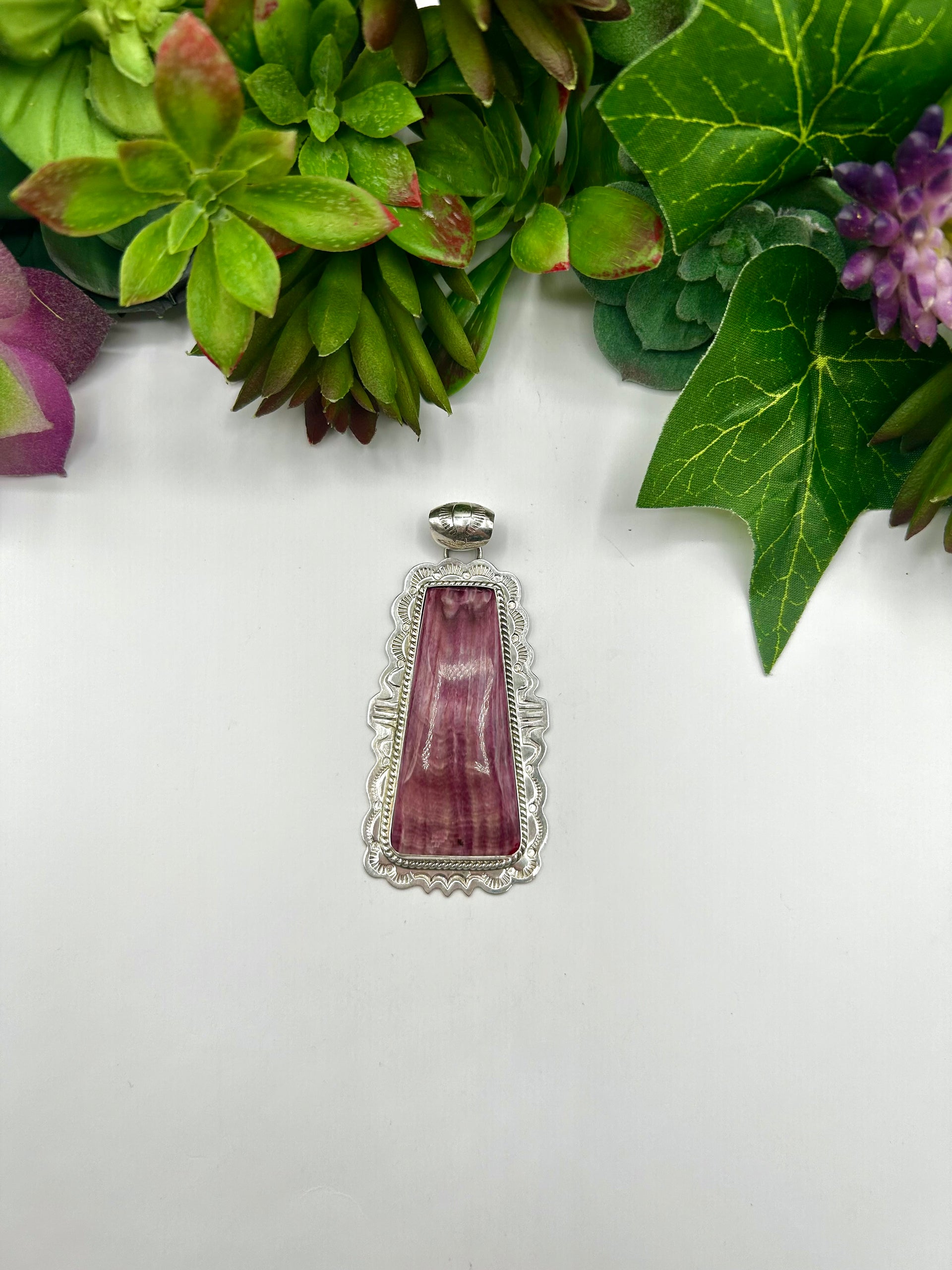 Navajo Made Purple Spiny Oyster & Sterling Silver Pendant