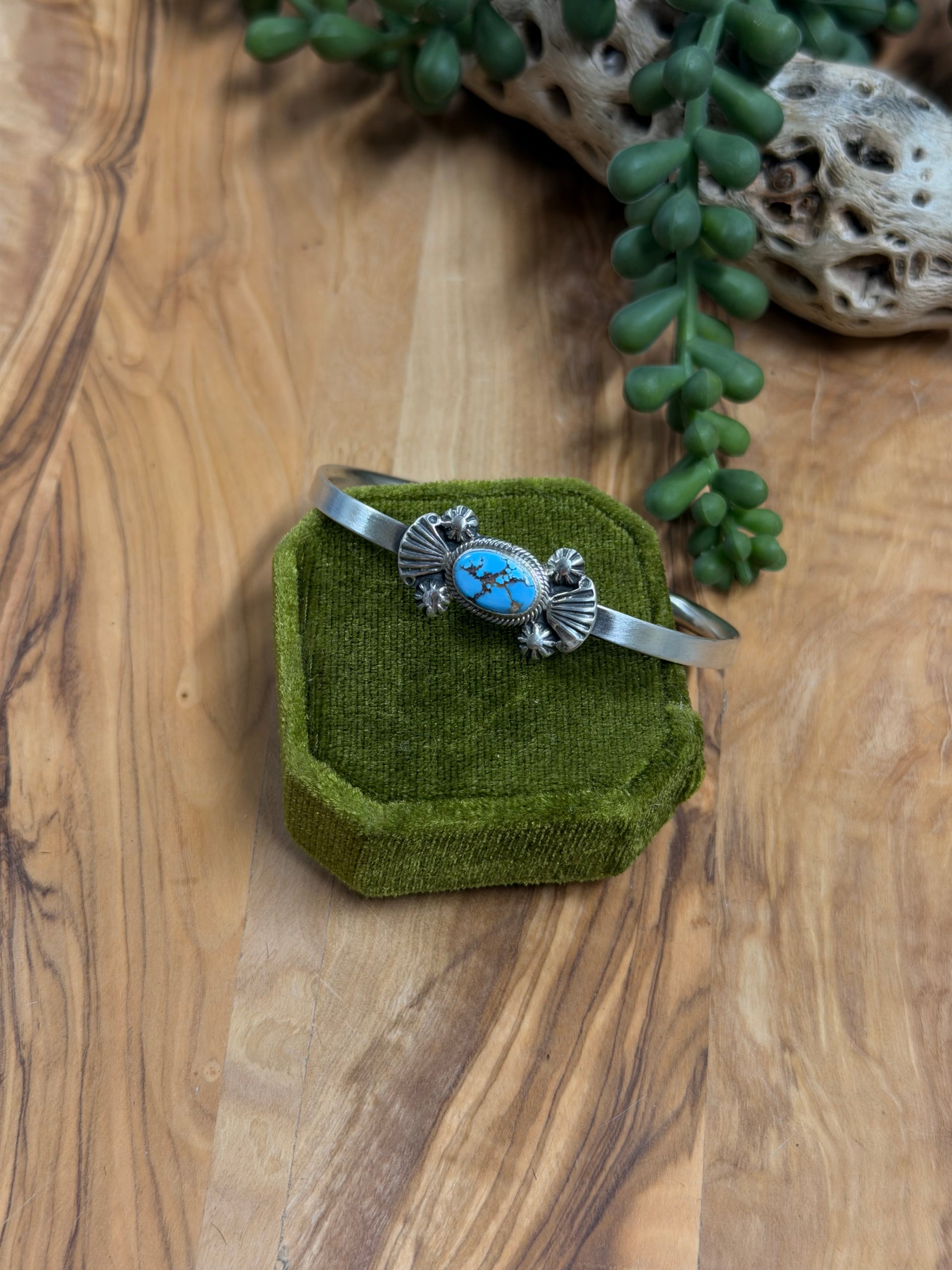 Genevieve Francisco Golden Hills Turquoise and Sterling Silver Cuff Bracelet
