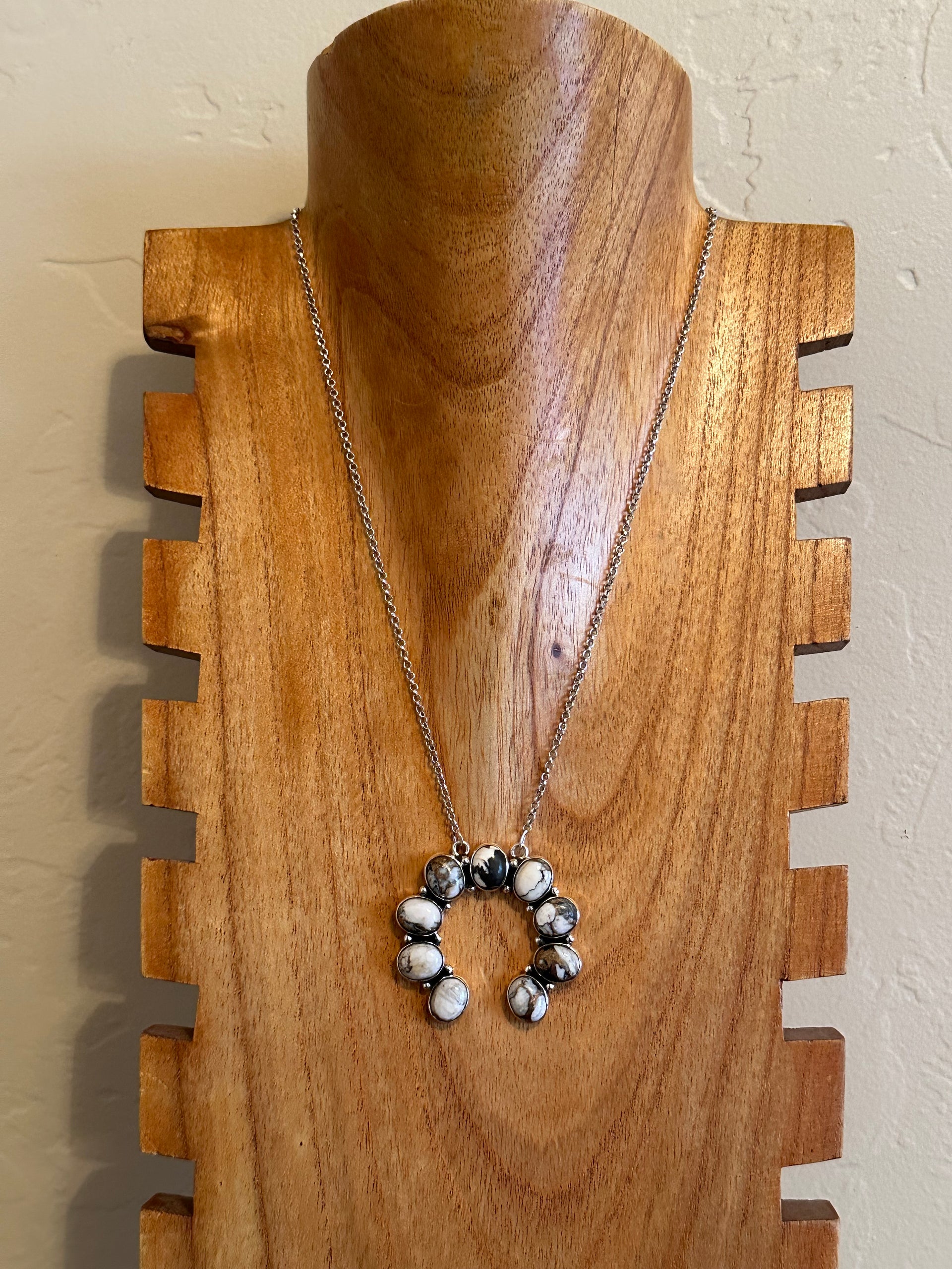 Southwest Made Mohave White Buffalo & Sterling Silver Necklace