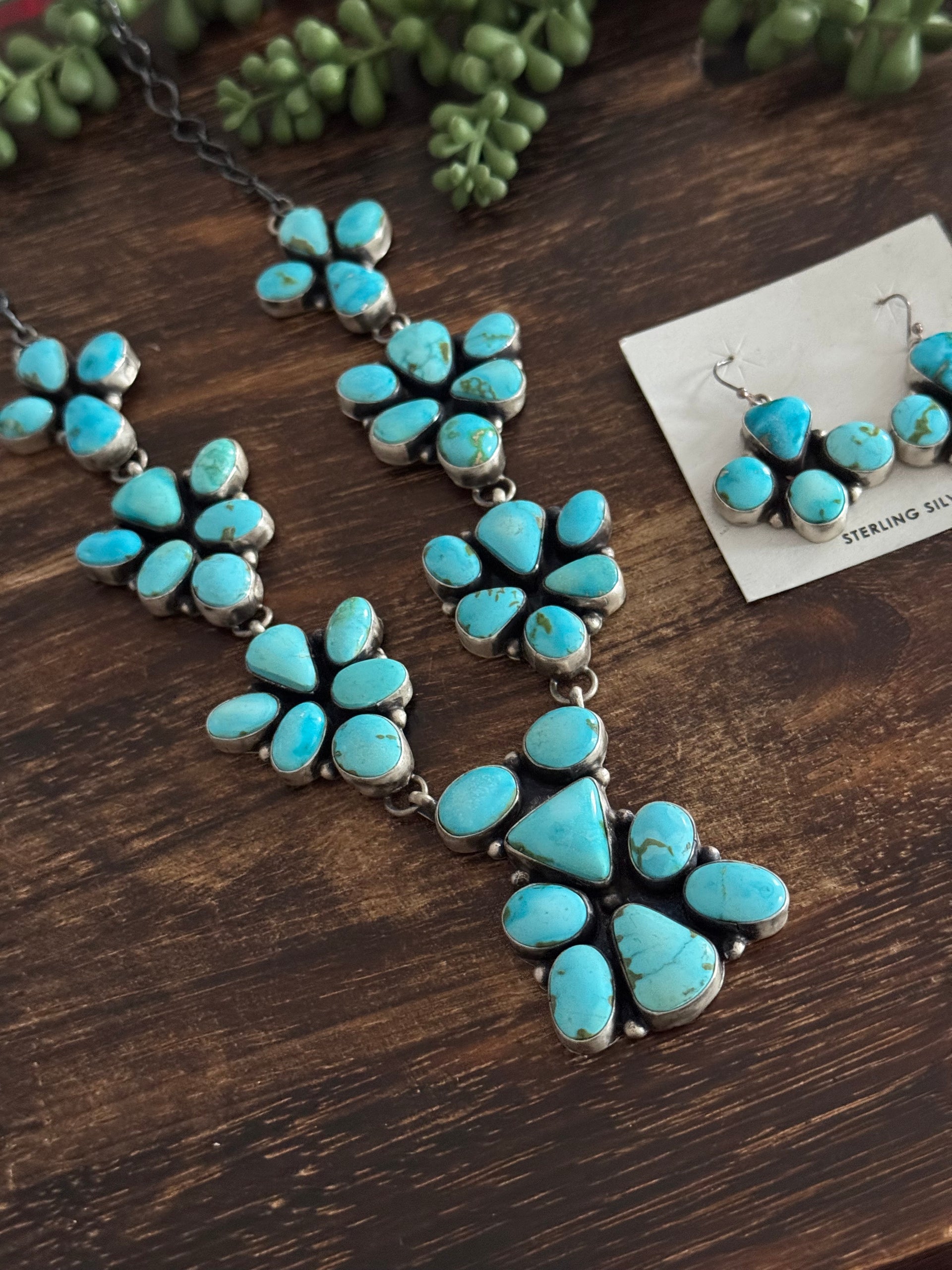 Ella Peters Sonoran Mountain Turquoise & Sterling Silver Cluster Necklace Set