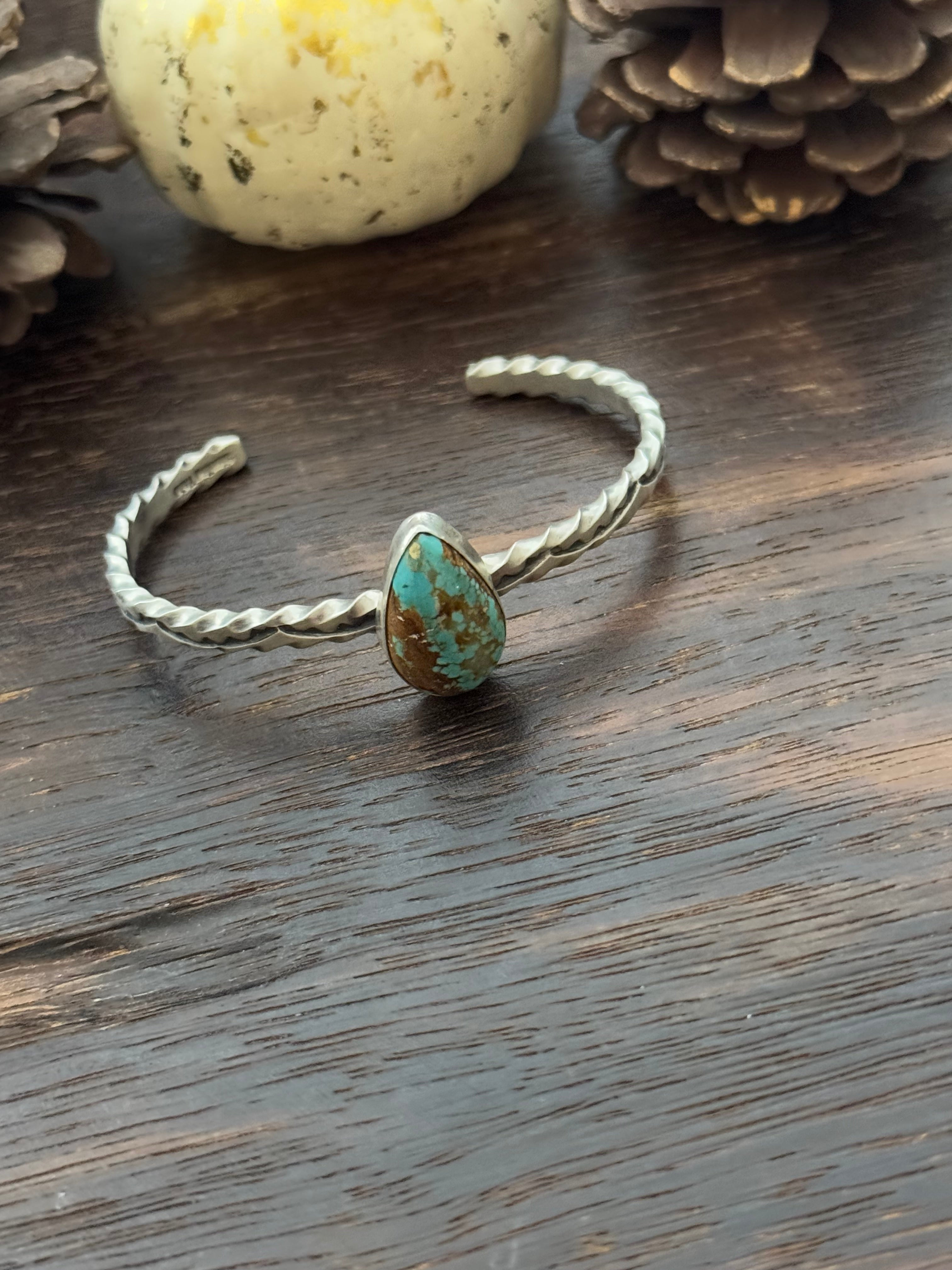 Navajo Made Royston Turquoise & Sterling Silver Cuff Bracelet