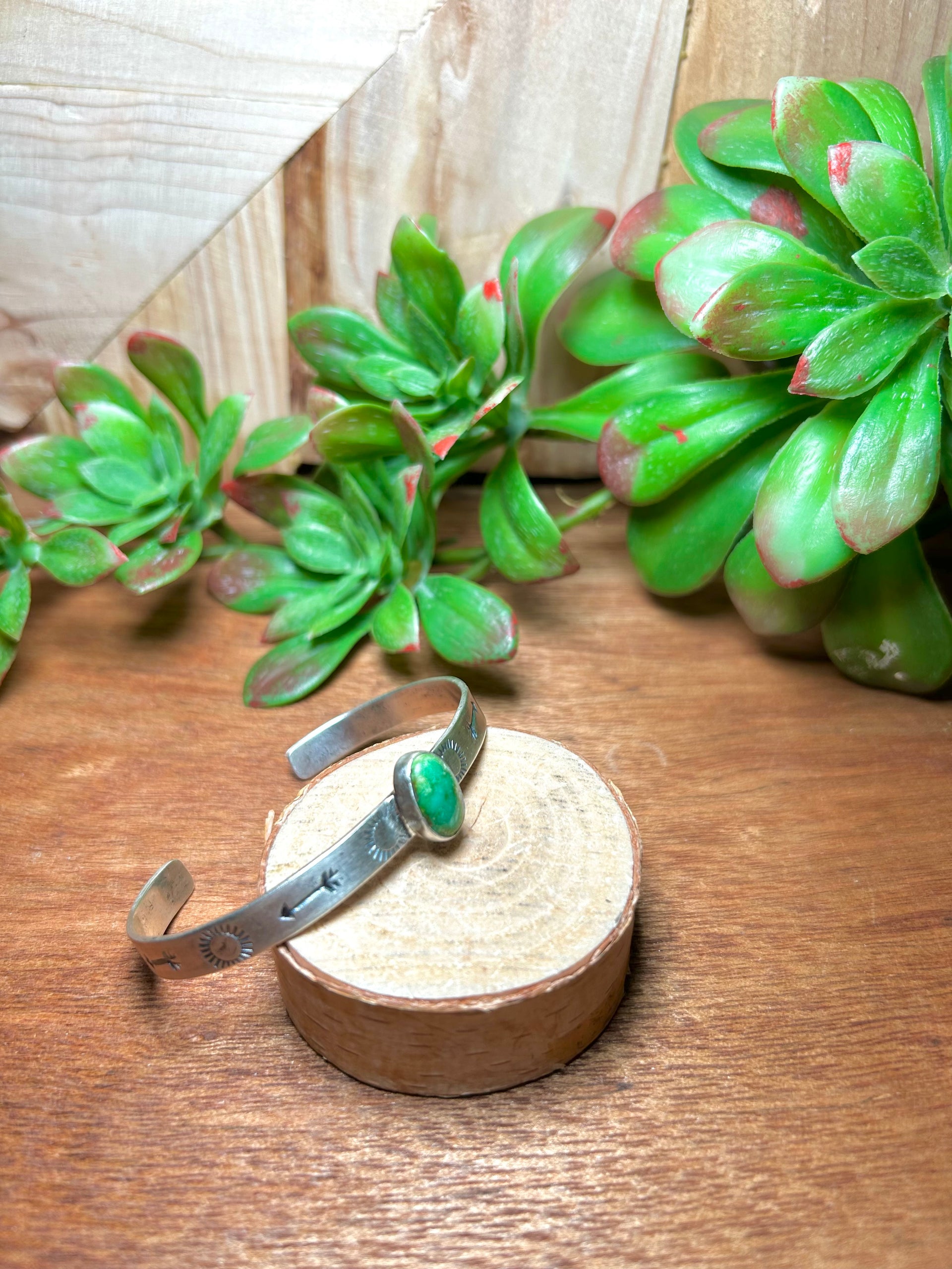 Navajo Made Sonoran Gold Turquoise & Sterling Silver Cuff Bracelet