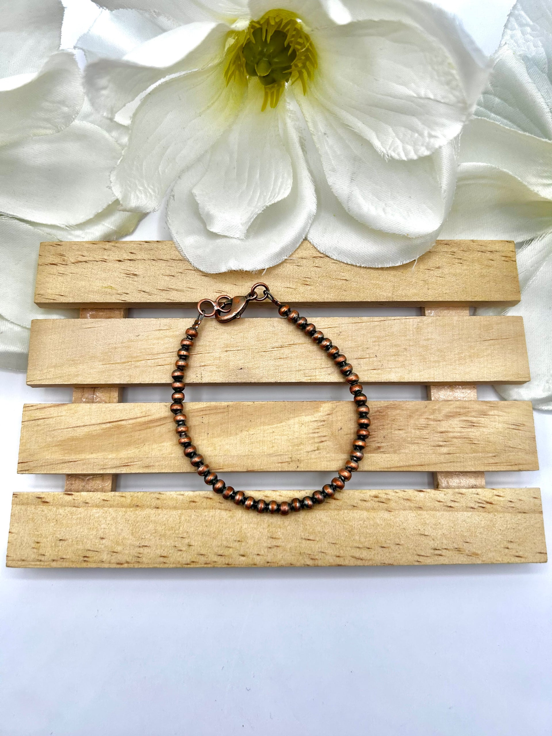 Navajo Made Strung Copper 4 MM Stretchy Bracelet
