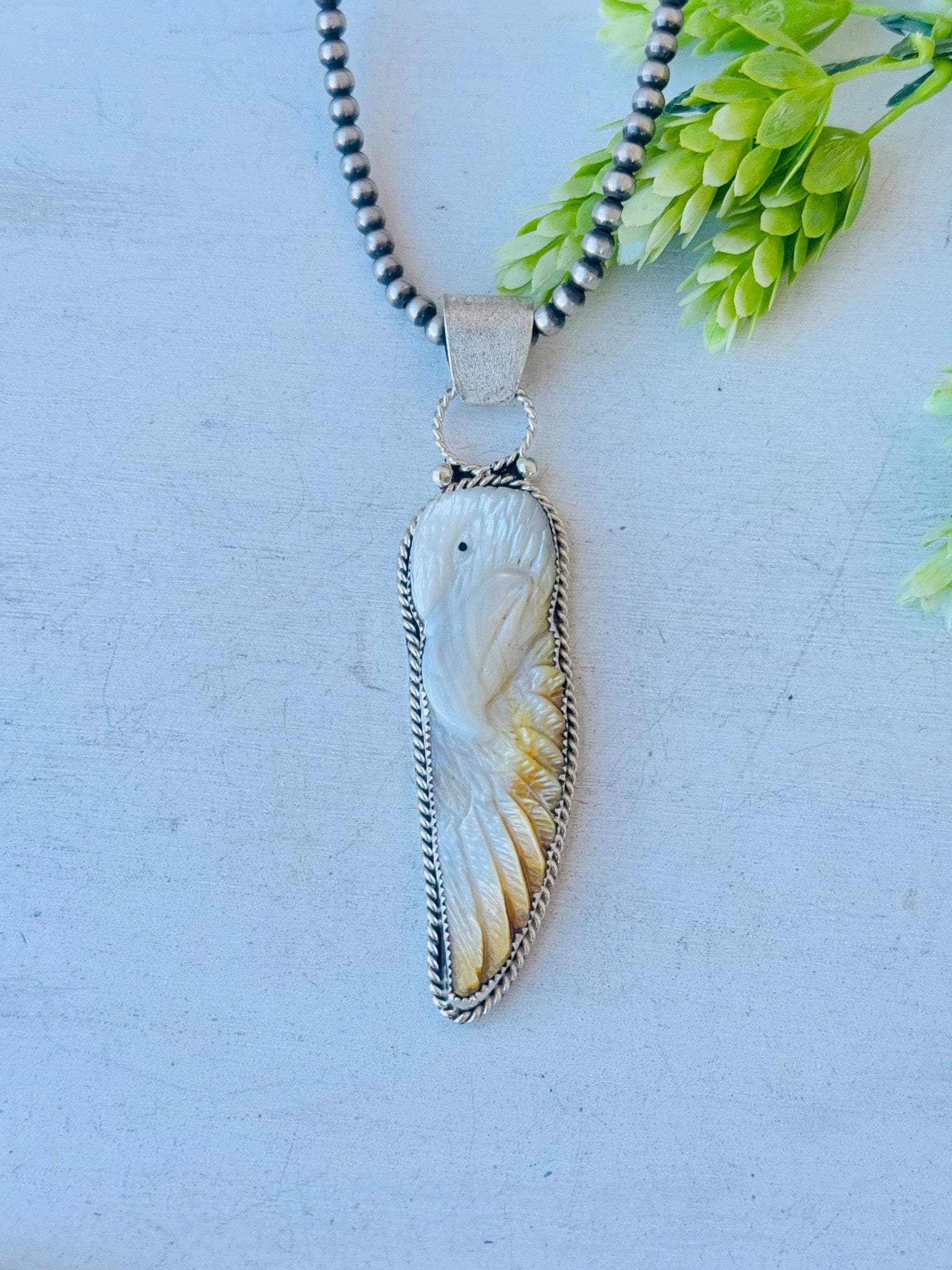 Zuni Mother of Pearl & Sterling Silver Pendant
