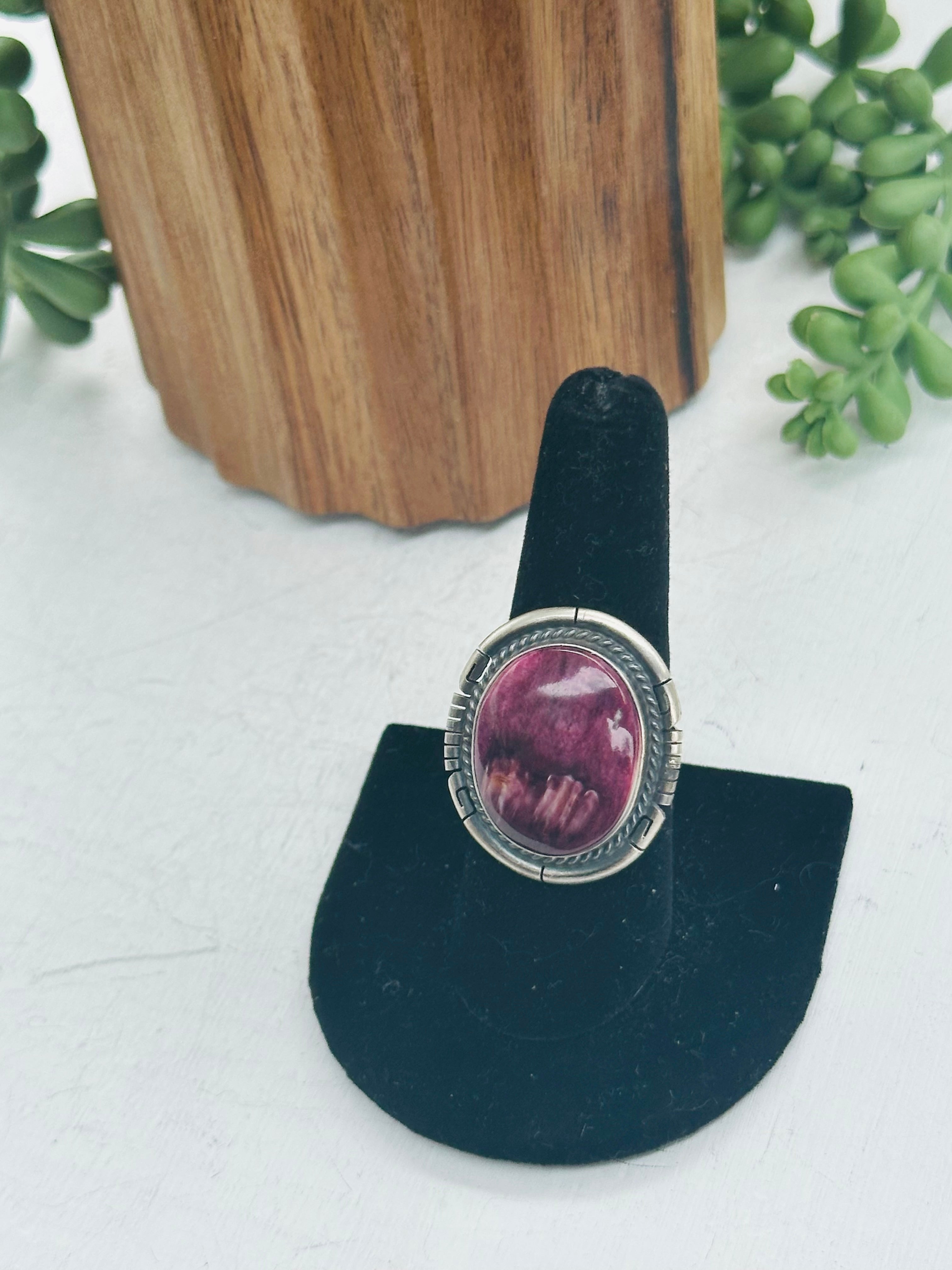 Dave Skeets Purple Spiny Oyster & Sterling Silver Ring Size 8.5