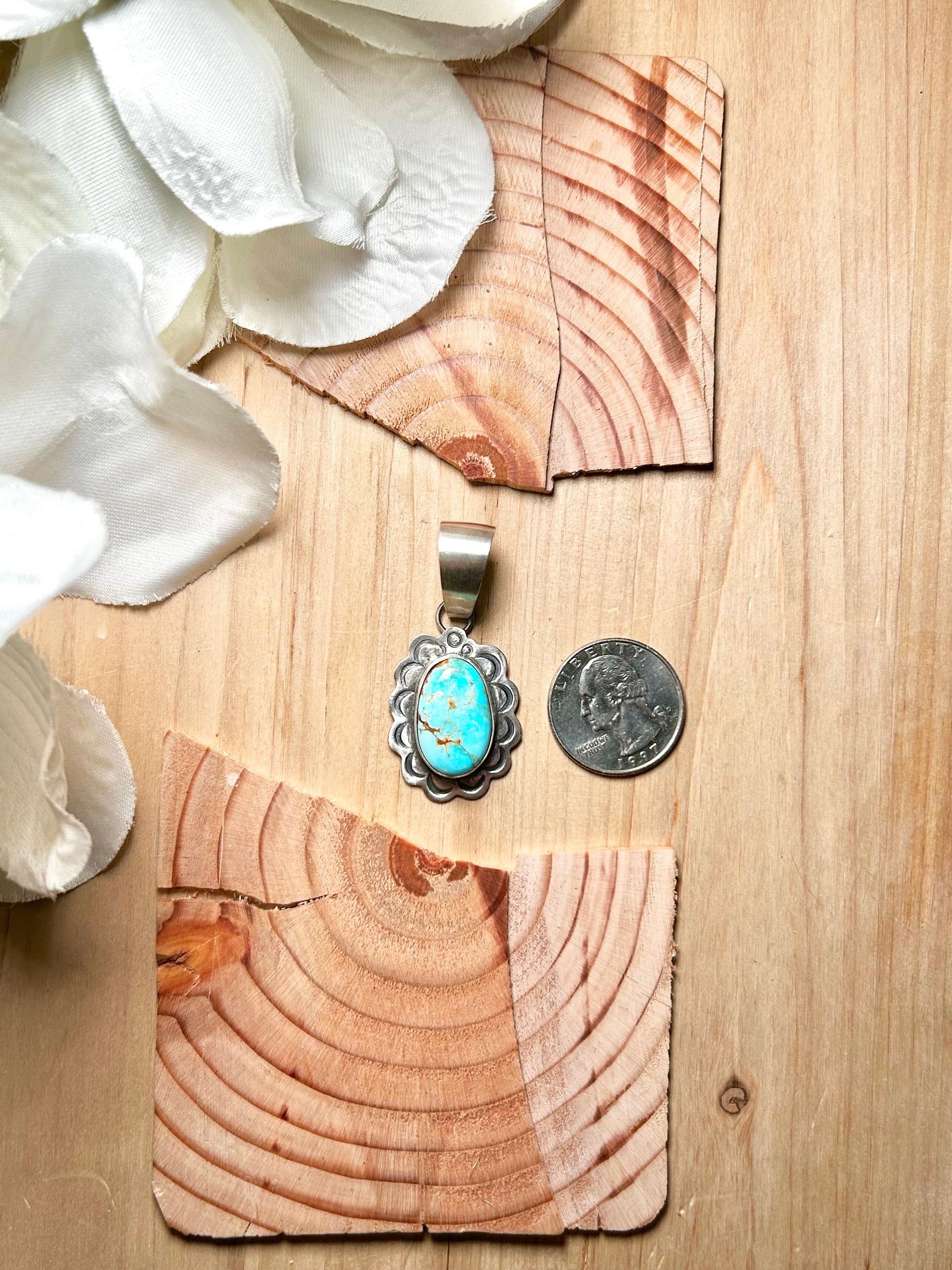 Navajo Made Royston Turquoise & Sterling Silver Pendant