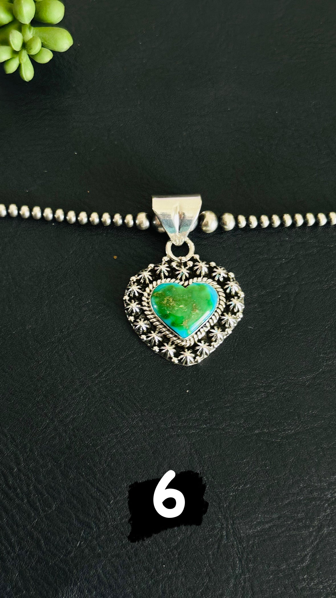 Southwest Handmade Sonoran Gold Turquoise & Sterling Silver Heart Pendant