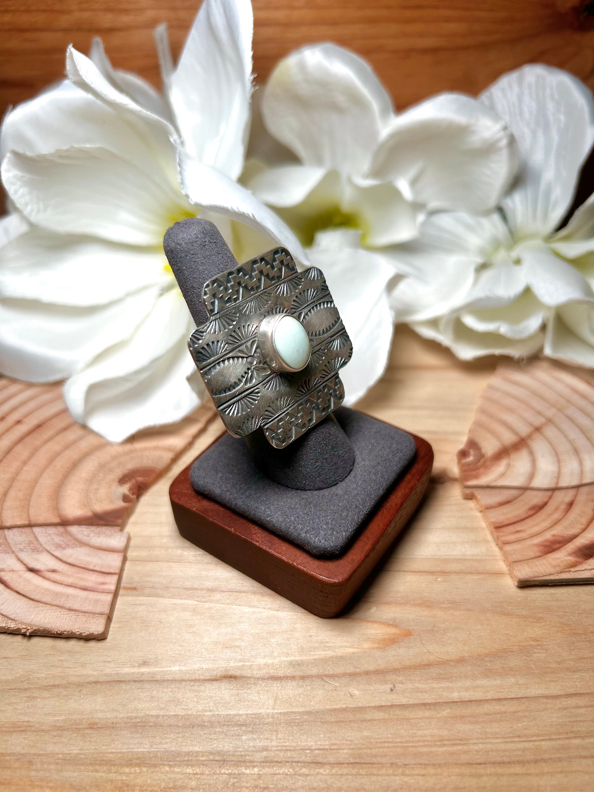 Tillie Jon Palomino Variscite & Sterling Silver Ring Size 7