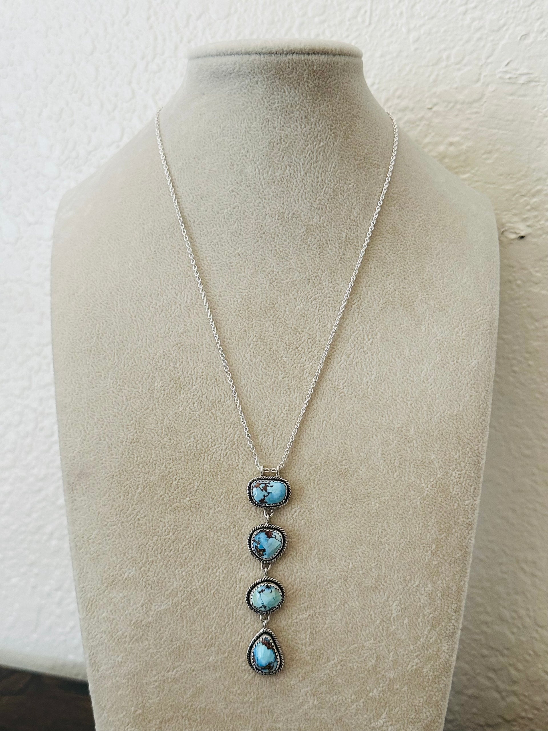 Southwest Handmade Golden Hills Turquoise & Sterling Silver Necklace