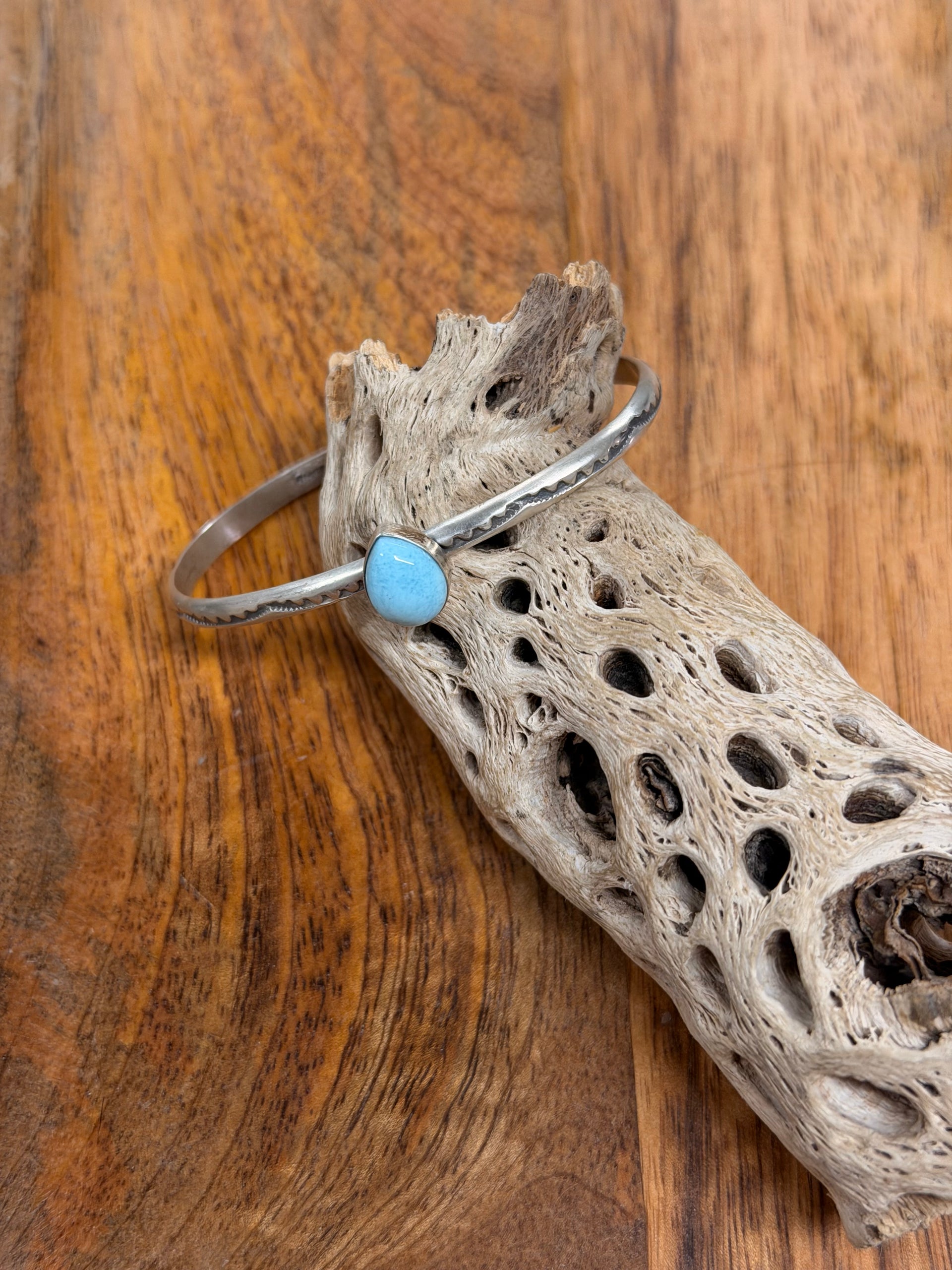 Navajo Made Larimar & Sterling Silver Cuff Bracelet