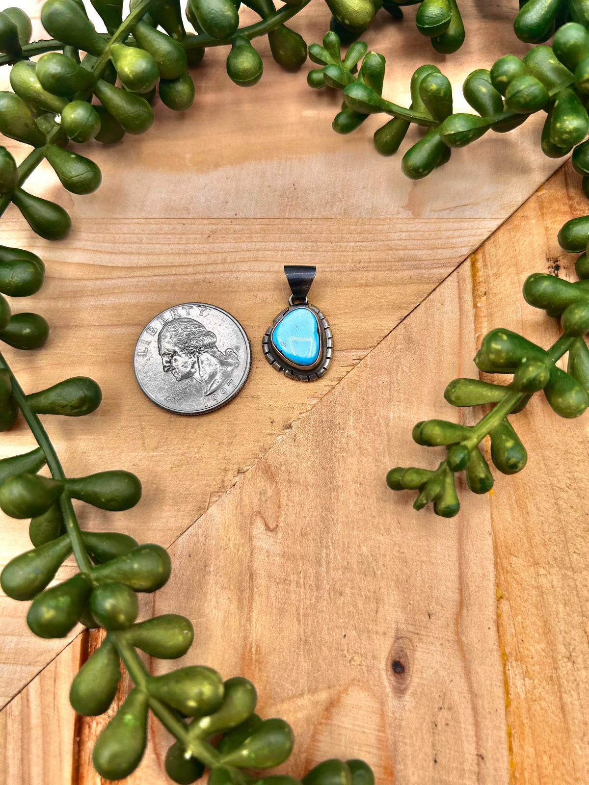 Navajo Made Golden Hill Turquoise & Sterling Silver Pendant