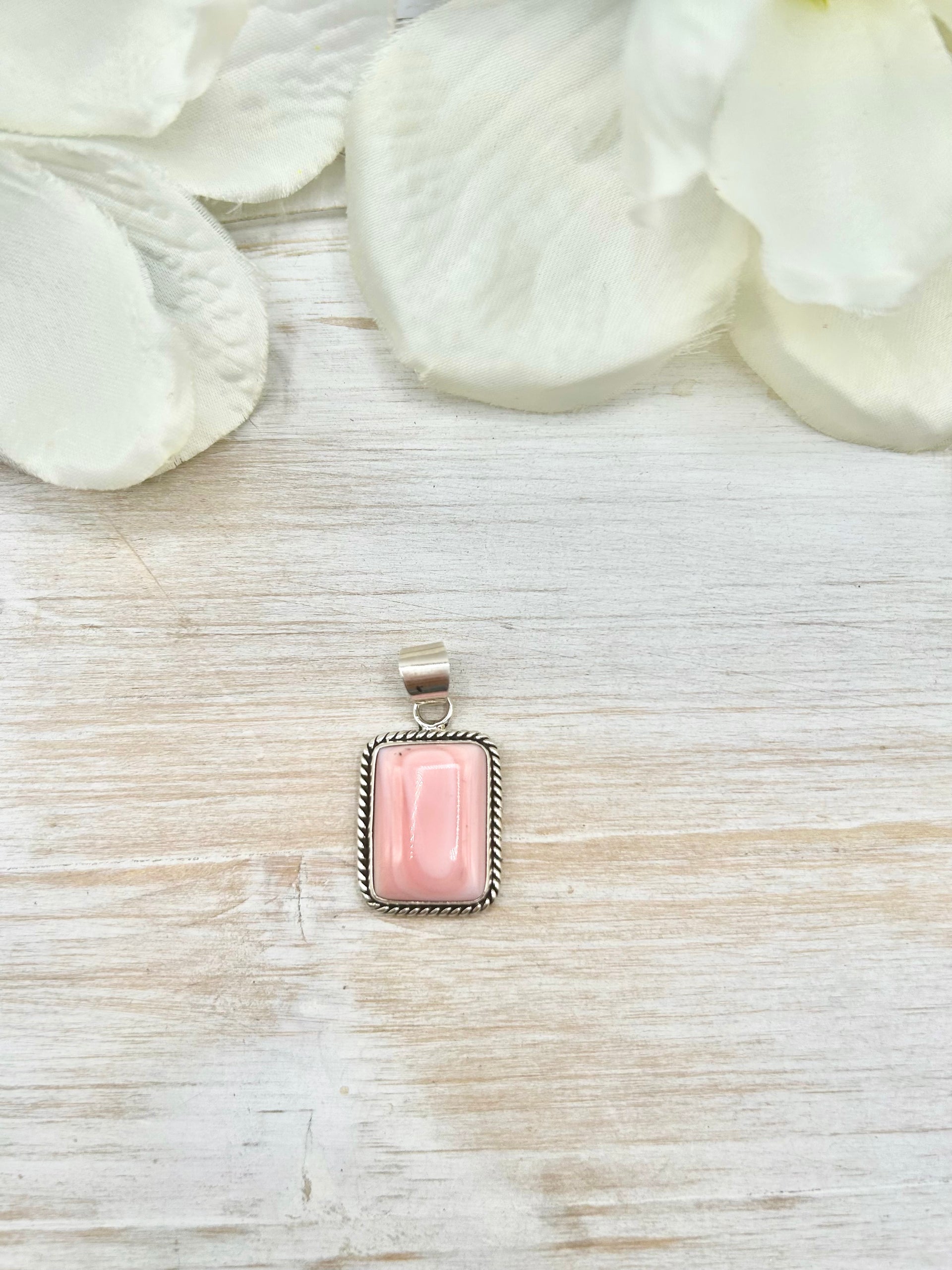 Navajo Made Pink Conch & Sterling Silver Pendant