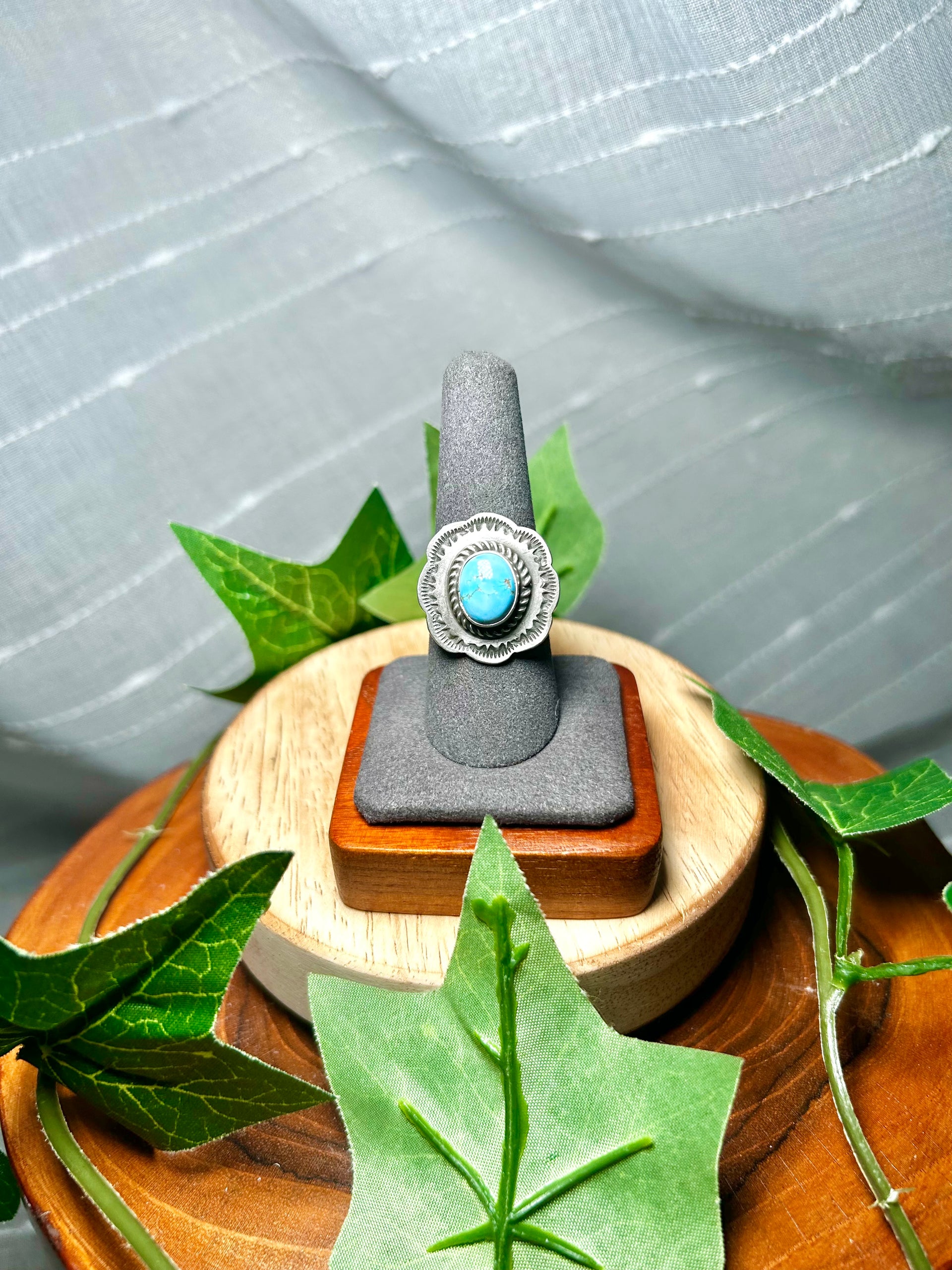 Tillie John Golden Hill Turquoise & Sterling Silver Ring Size 8.75